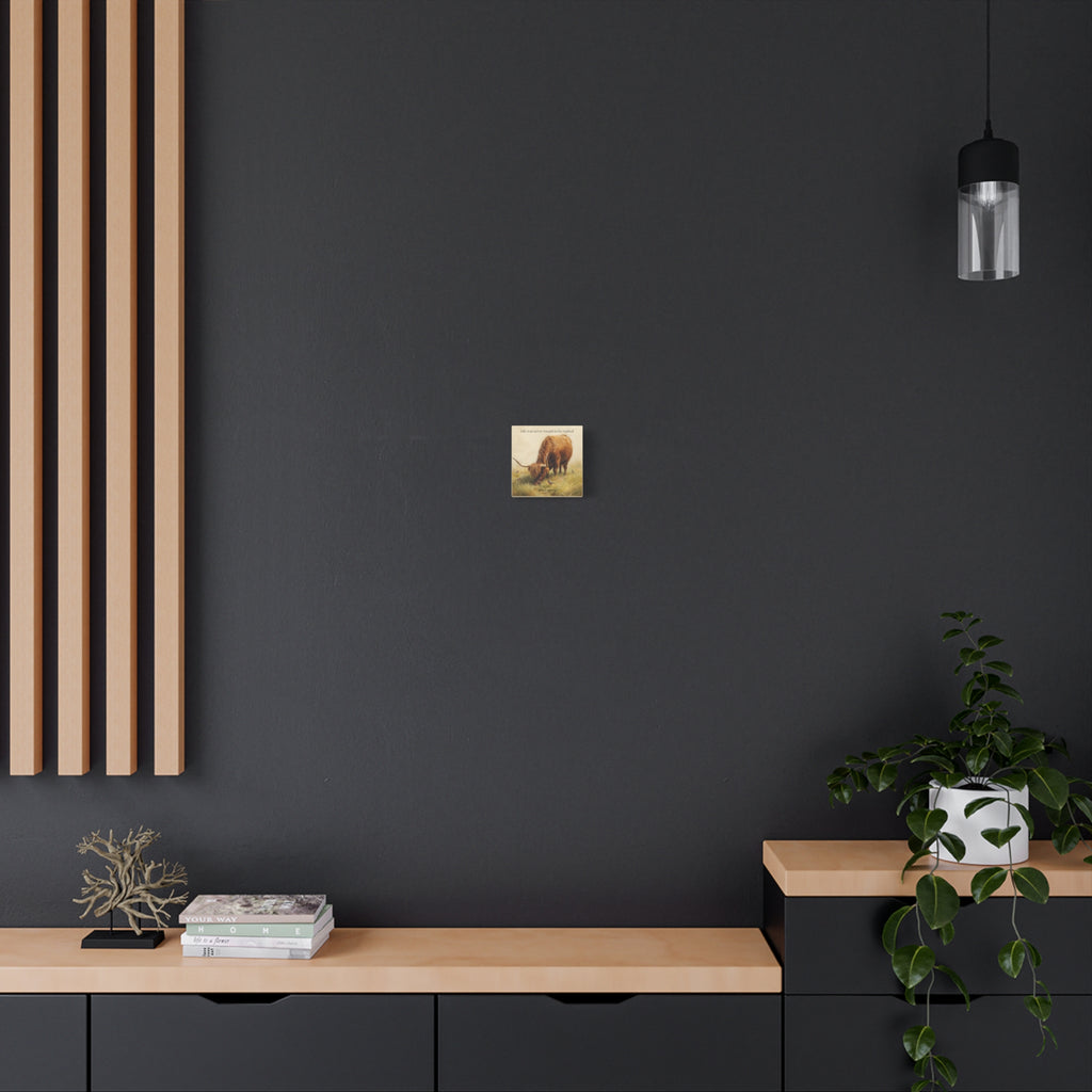 Graze Slowly Wall Art Minimal Highland Cow Print for Slow Living Spaces