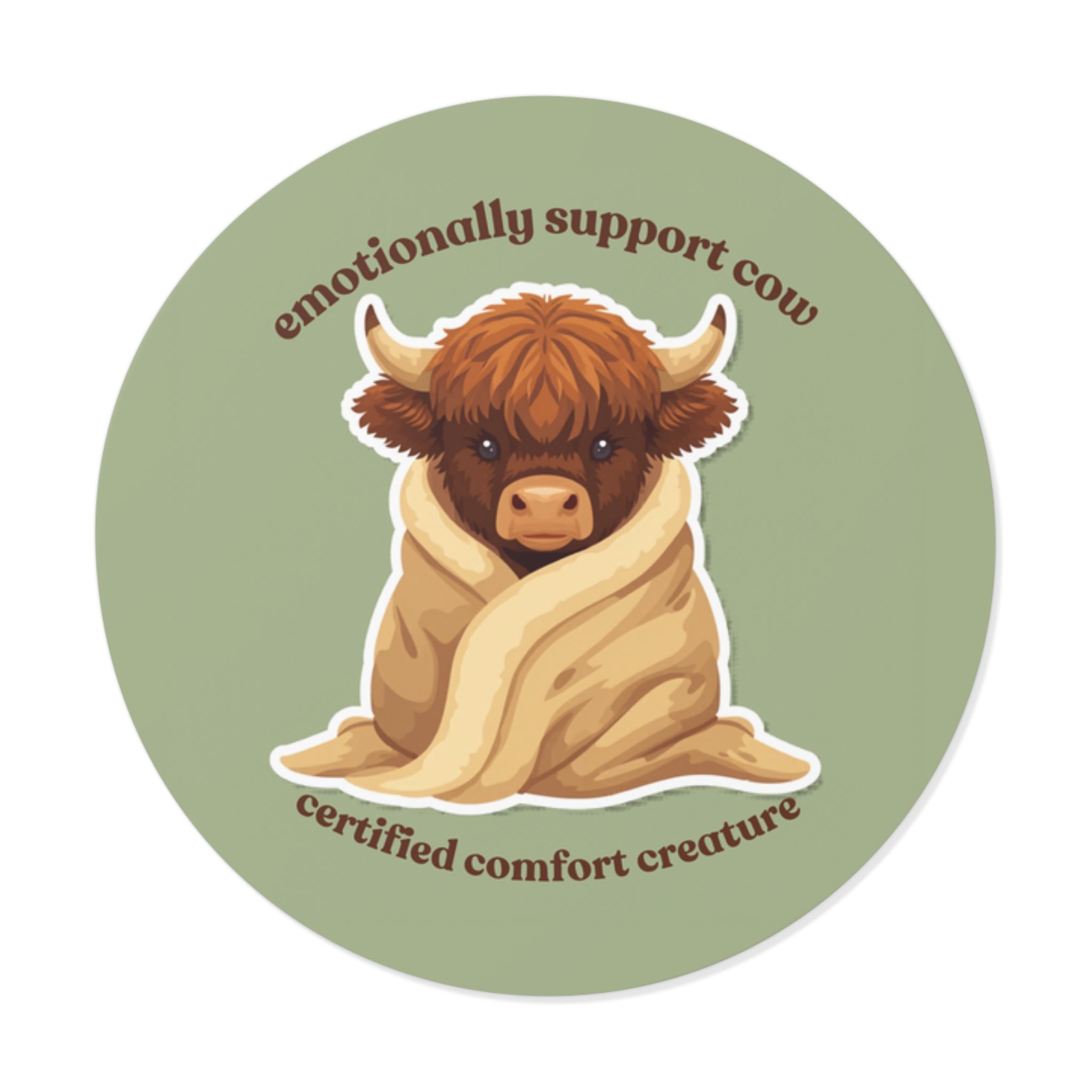 Emotional Support Cow Sticker - Cozy Highland Cow Vinyl Sticker