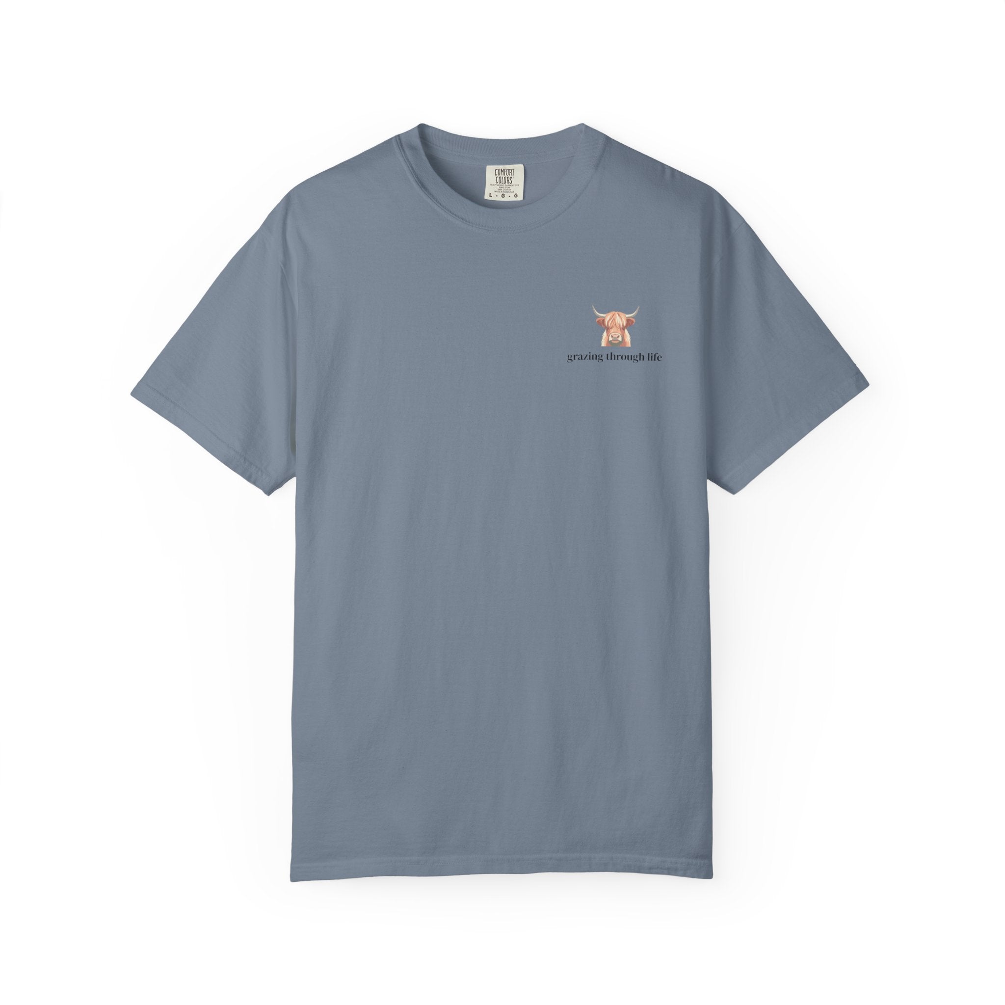 Grazing Through Life T-Shirt Minimal Highland Cow Cozy Graphic Tee
