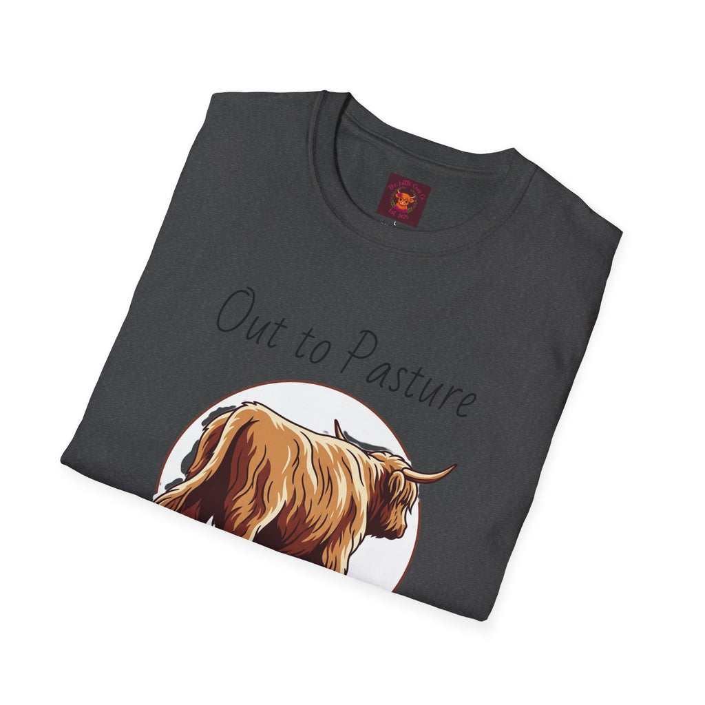 Out to Pasture T-Shirt Minimal Highland Cow Cozy Graphic Tee