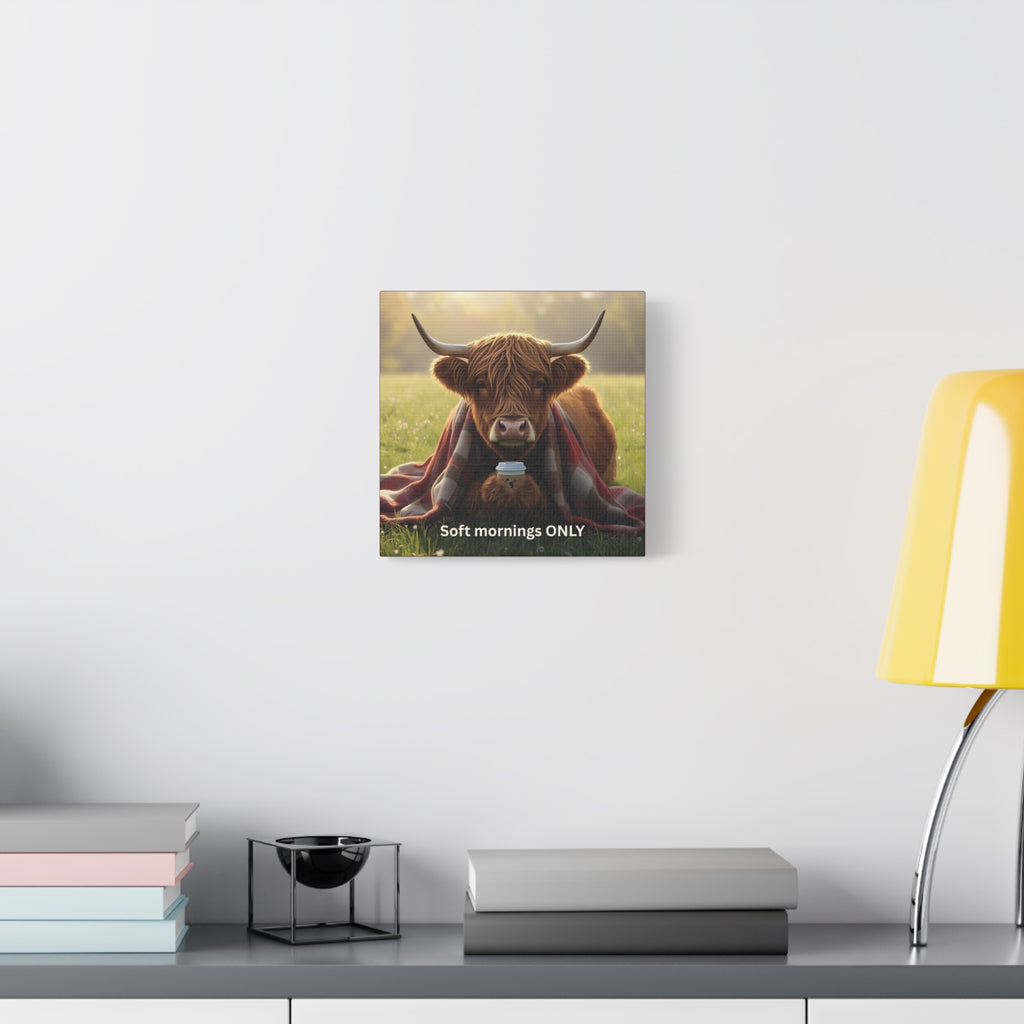 Soft Mornings Club Wall Art Highland Cow Cozy Printable for Slow Living