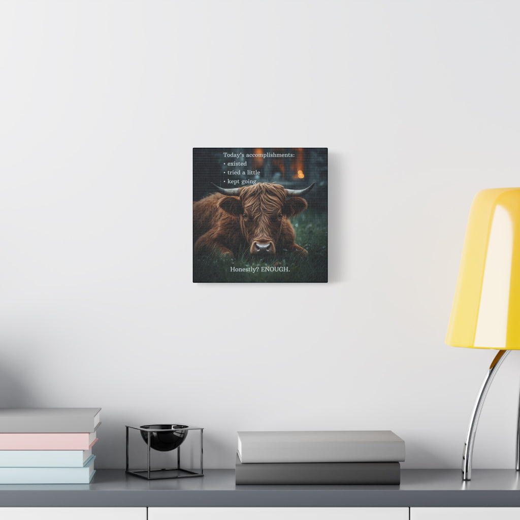 Low Energy Day Print Cozy Highland Cow Wall Art for Gentle Living