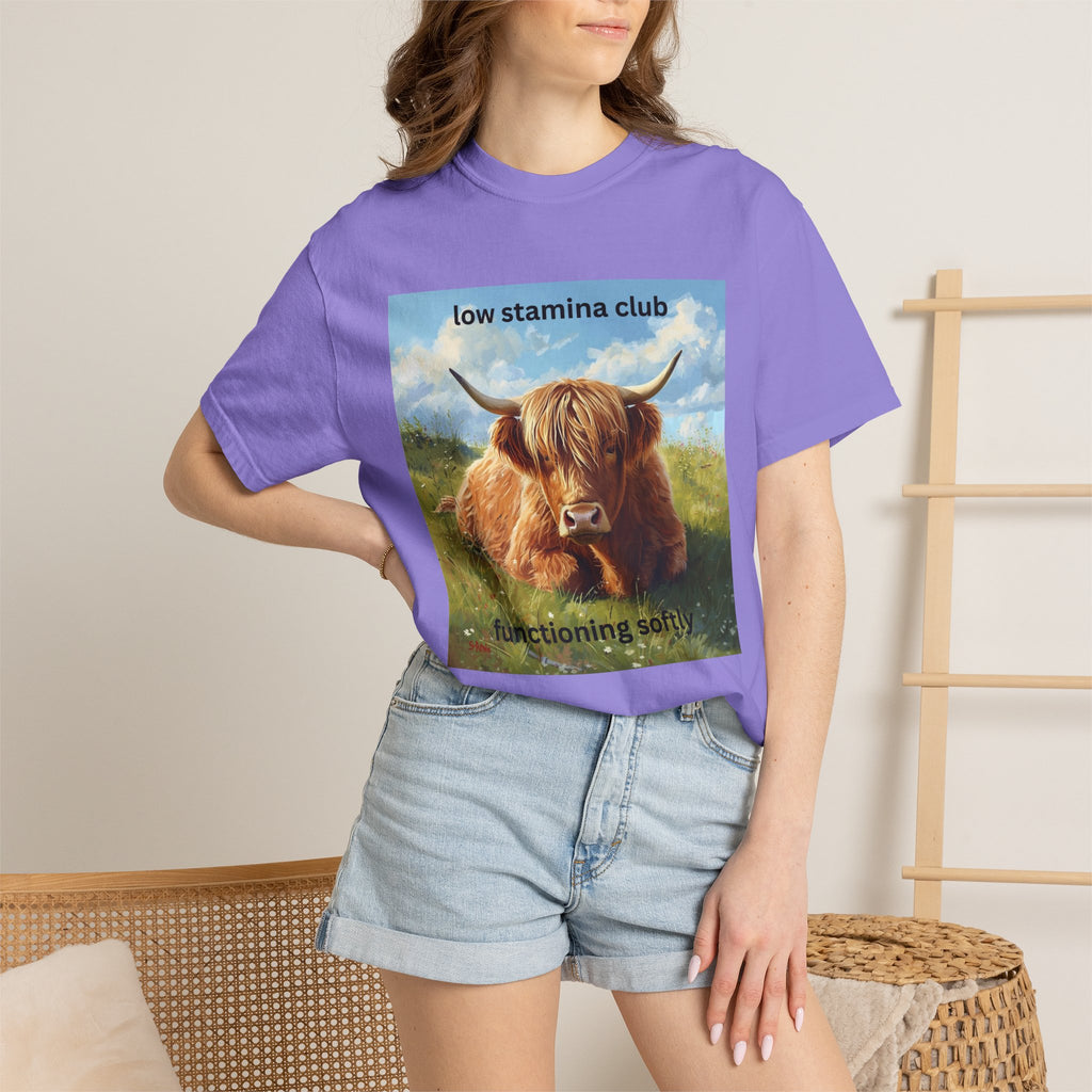 Low Stamina Club T-Shirt Cozy Highland Cow Graphic Tee