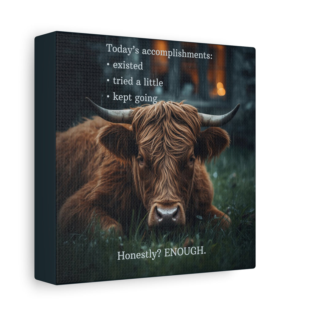 Low Energy Day Print Cozy Highland Cow Wall Art for Gentle Living
