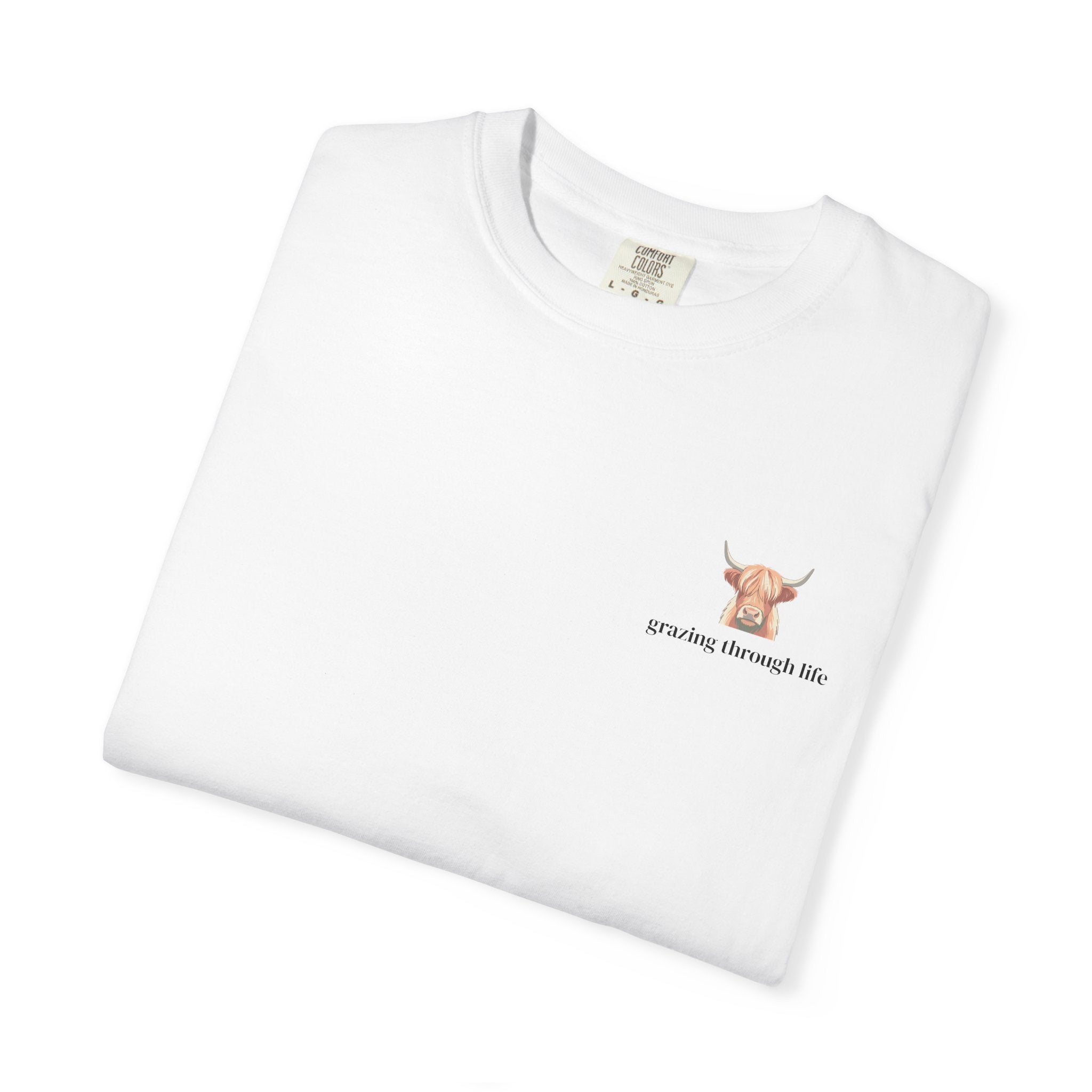 Grazing Through Life T-Shirt Minimal Highland Cow Cozy Graphic Tee