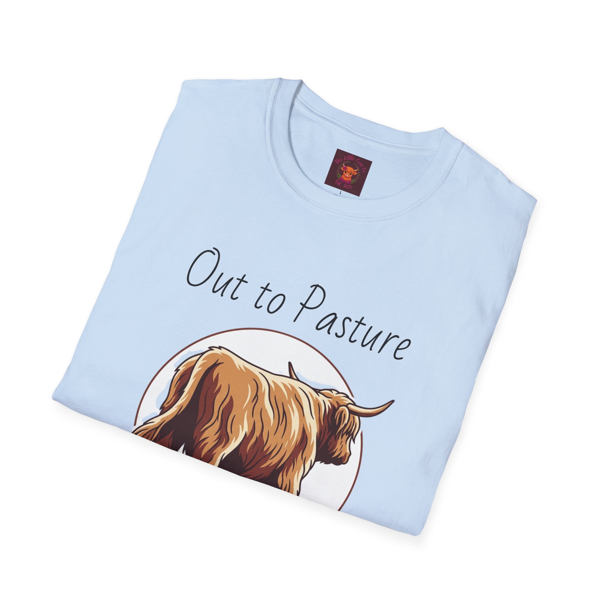 Out to Pasture T-Shirt Minimal Highland Cow Cozy Graphic Tee