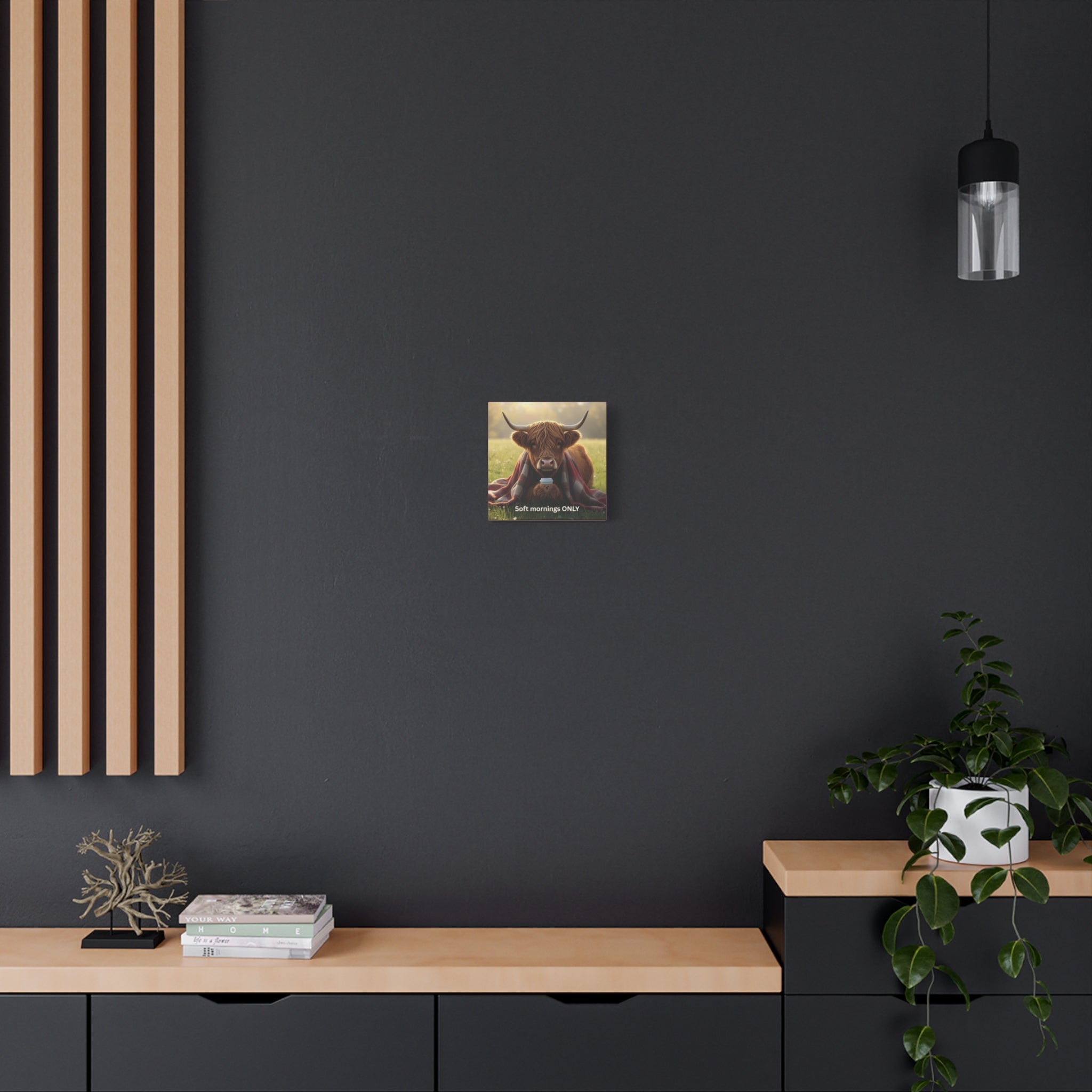 Soft Mornings Club Wall Art Highland Cow Cozy Printable for Slow Living