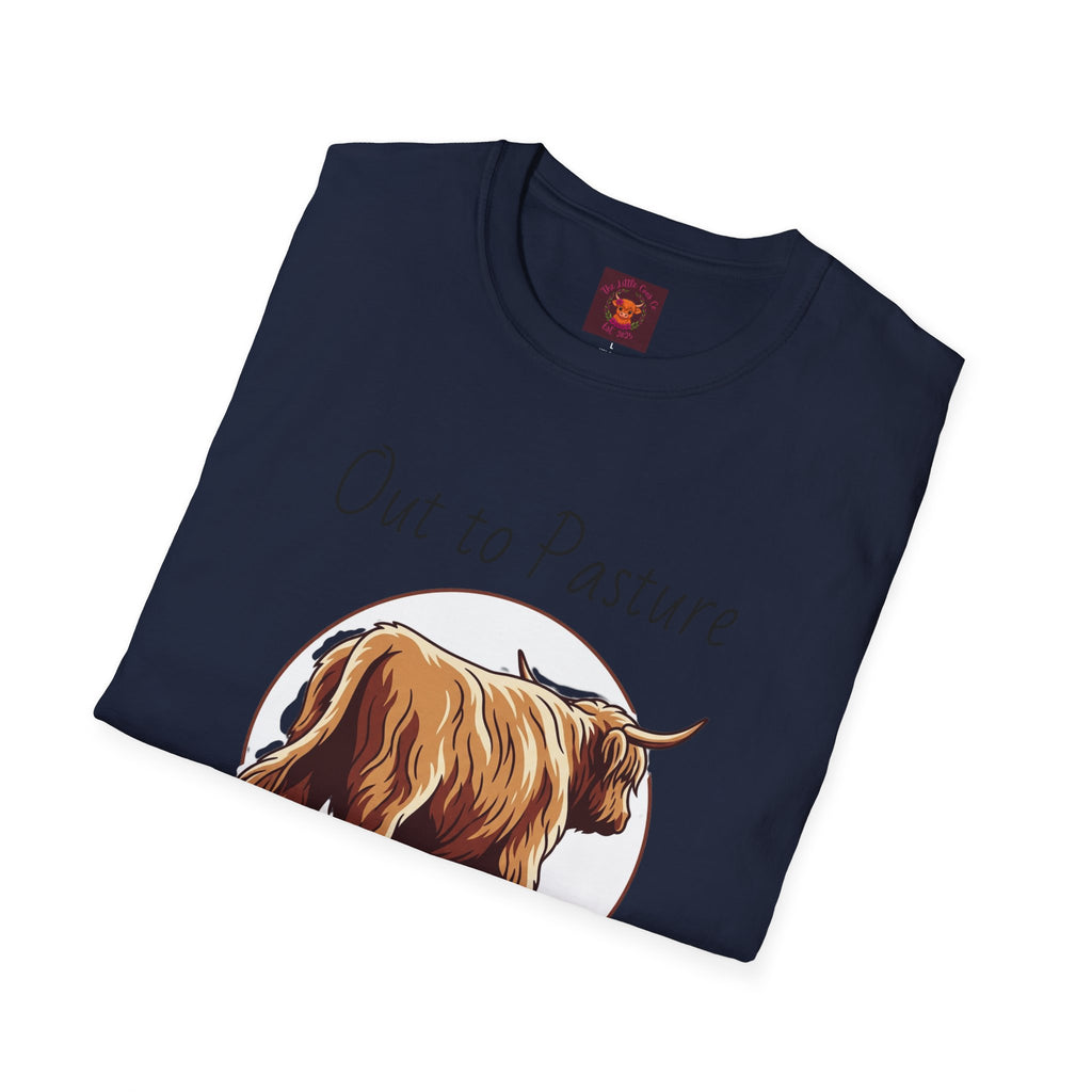 Out to Pasture T-Shirt Minimal Highland Cow Cozy Graphic Tee