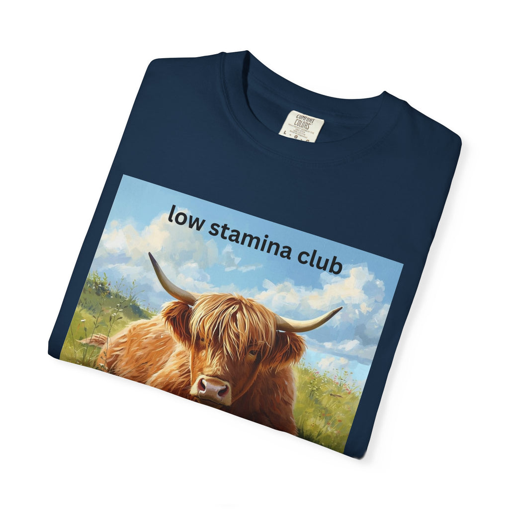 Low Stamina Club T-Shirt Cozy Highland Cow Graphic Tee