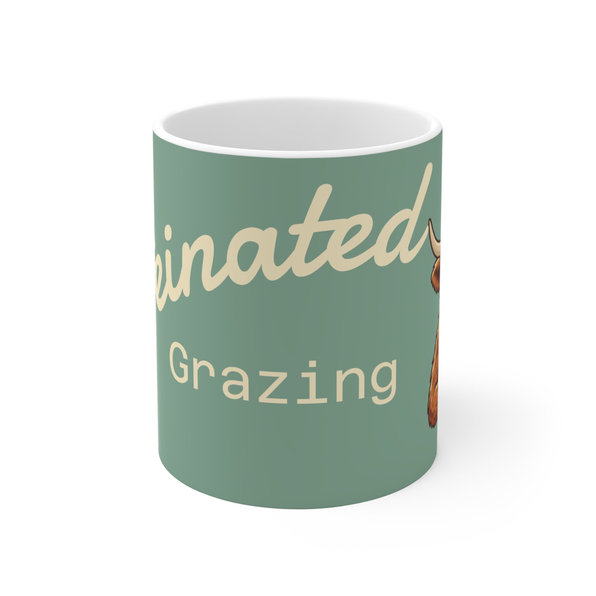 Caffeinated Grazing Cozy Highland Cow Coffee Mug