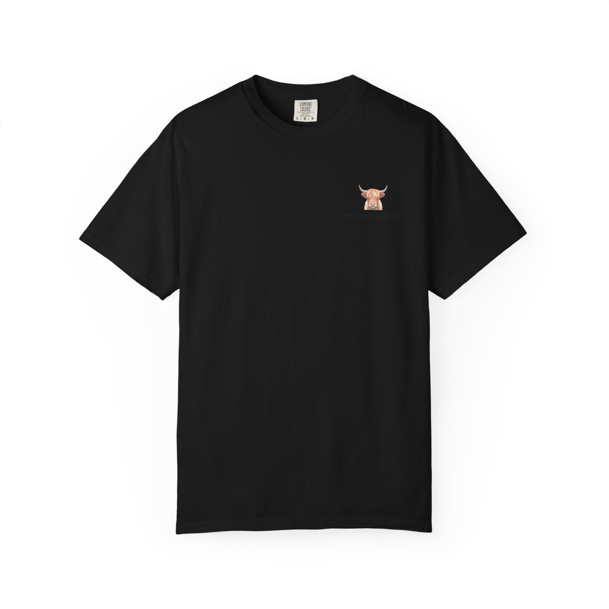 Grazing Through Life T-Shirt Minimal Highland Cow Cozy Graphic Tee
