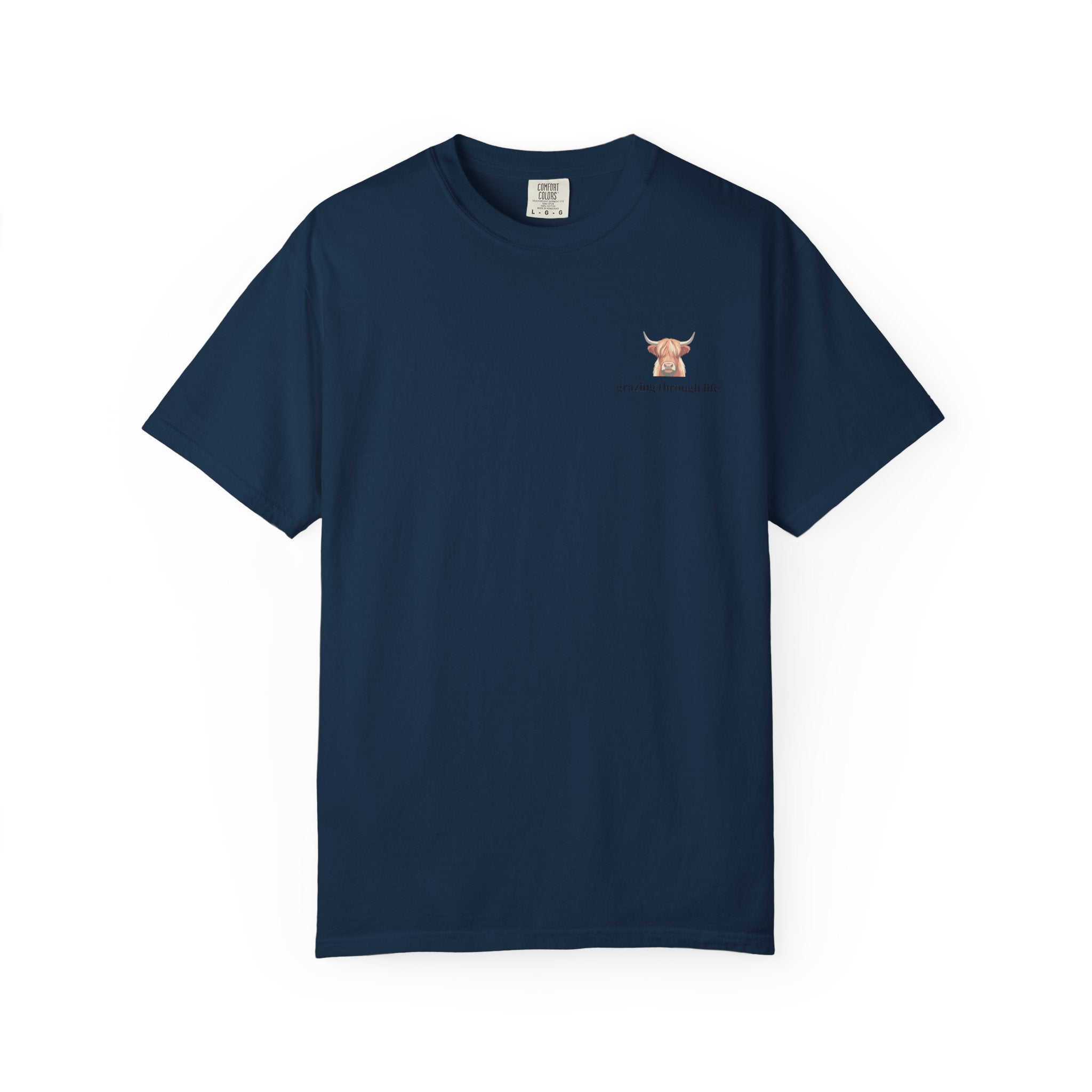 Grazing Through Life T-Shirt Minimal Highland Cow Cozy Graphic Tee