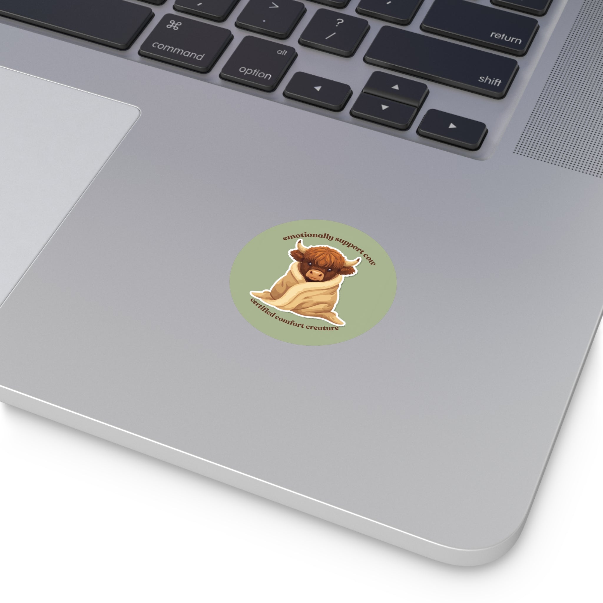 Emotional Support Cow Sticker - Cozy Highland Cow Vinyl Sticker