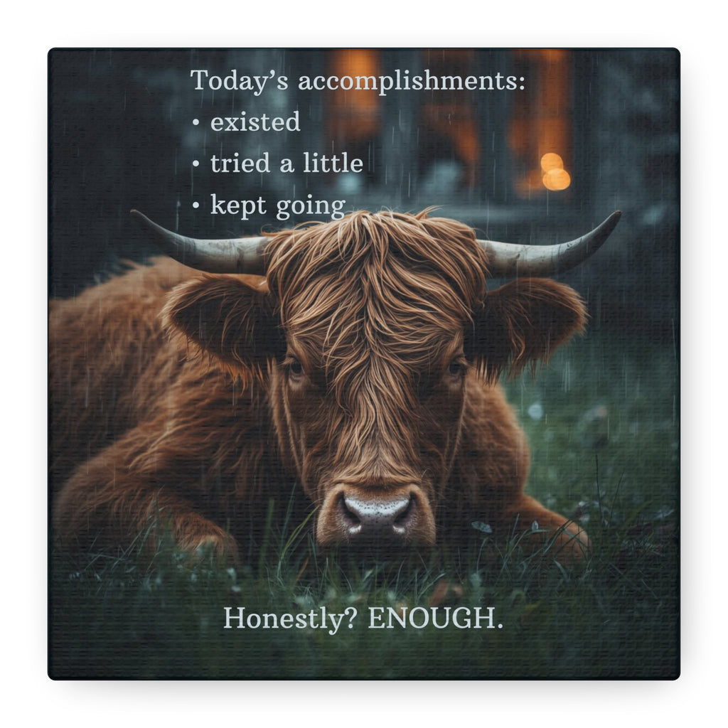 Low Energy Day Print Cozy Highland Cow Wall Art for Gentle Living