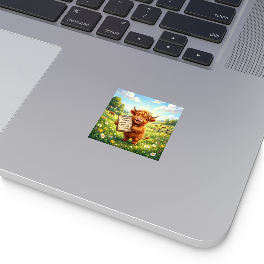 Tiny Triumphs-  Highland Cow Cozy Checklist Vinyl Sticker