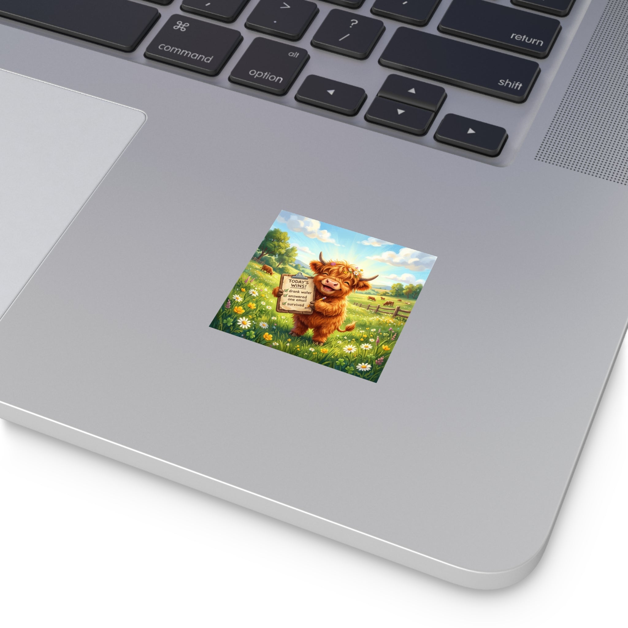 Tiny Triumphs-  Highland Cow Cozy Checklist Vinyl Sticker