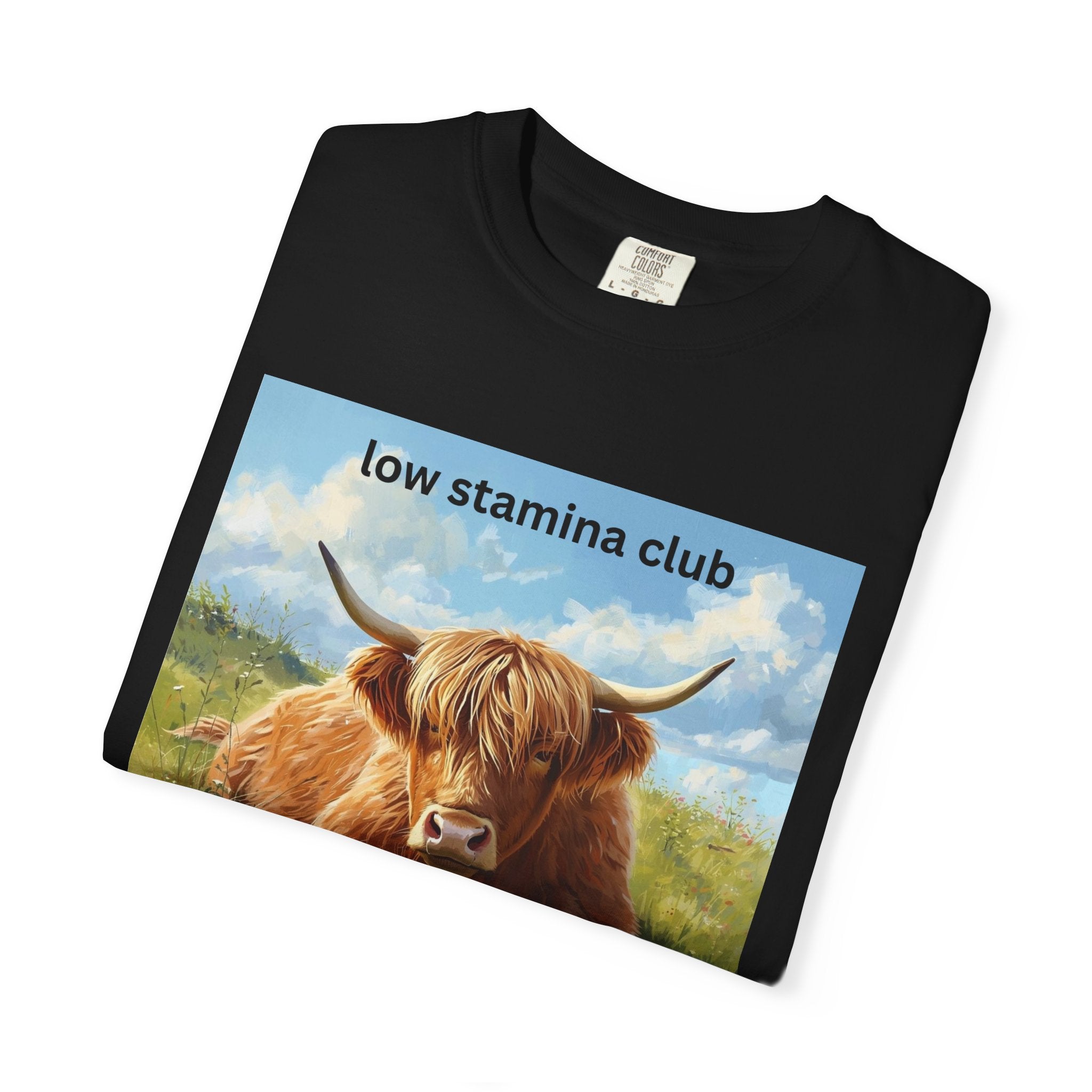 Low Stamina Club T-Shirt Cozy Highland Cow Graphic Tee