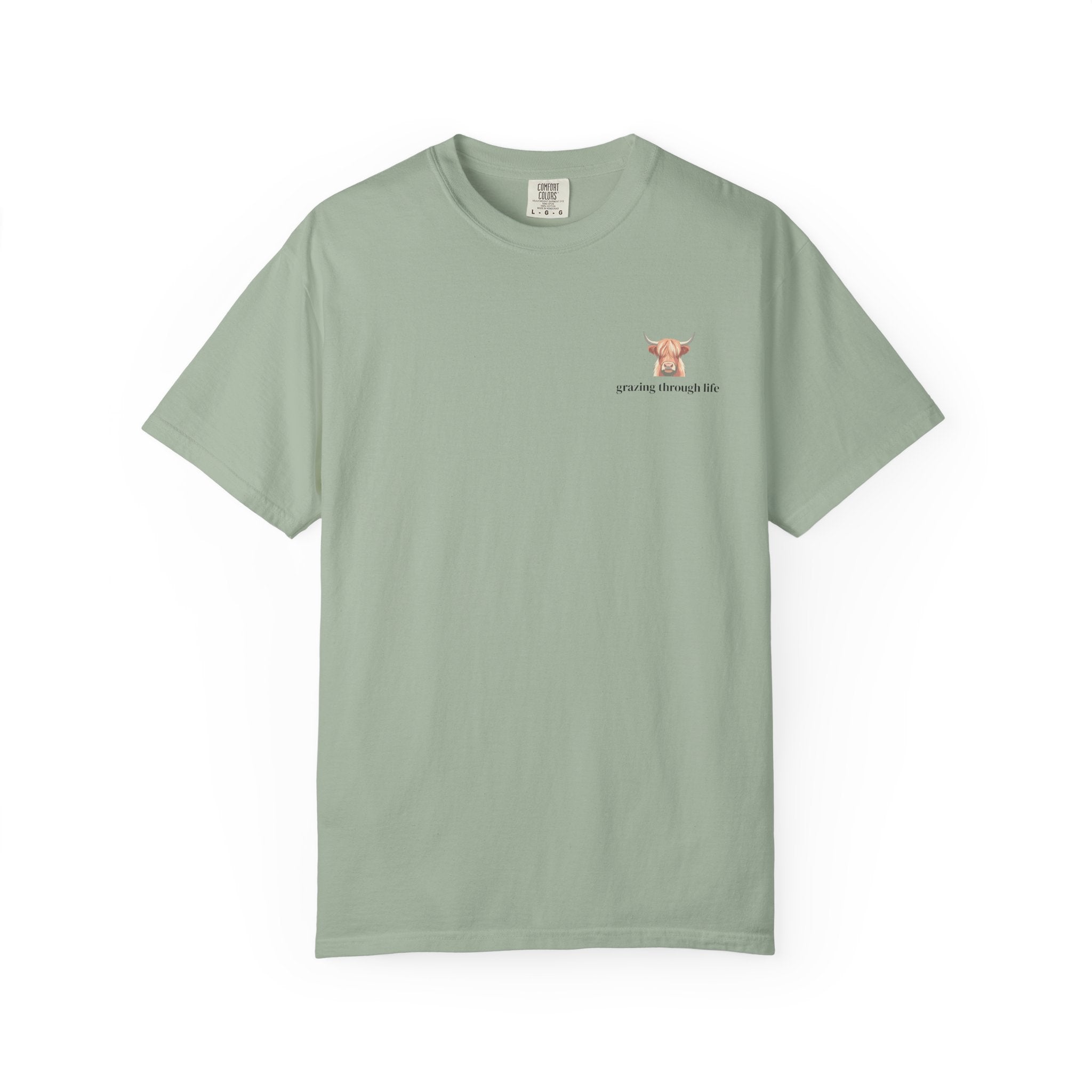 Grazing Through Life T-Shirt Minimal Highland Cow Cozy Graphic Tee