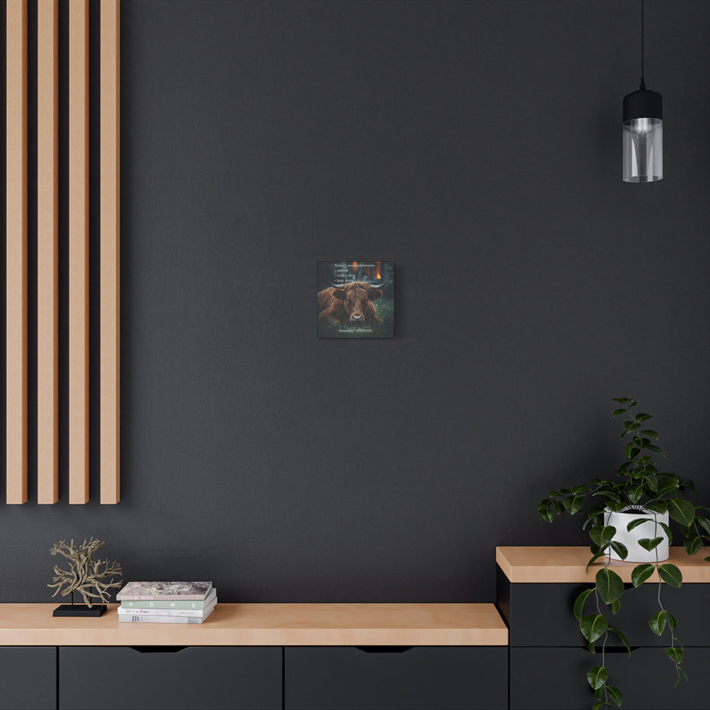 Low Energy Day Print Cozy Highland Cow Wall Art for Gentle Living