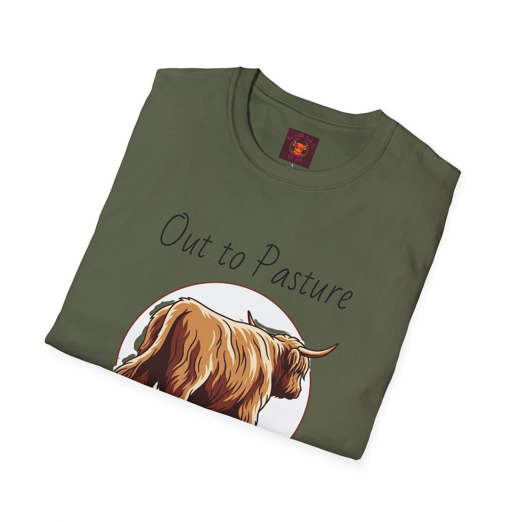 Out to Pasture T-Shirt Minimal Highland Cow Cozy Graphic Tee