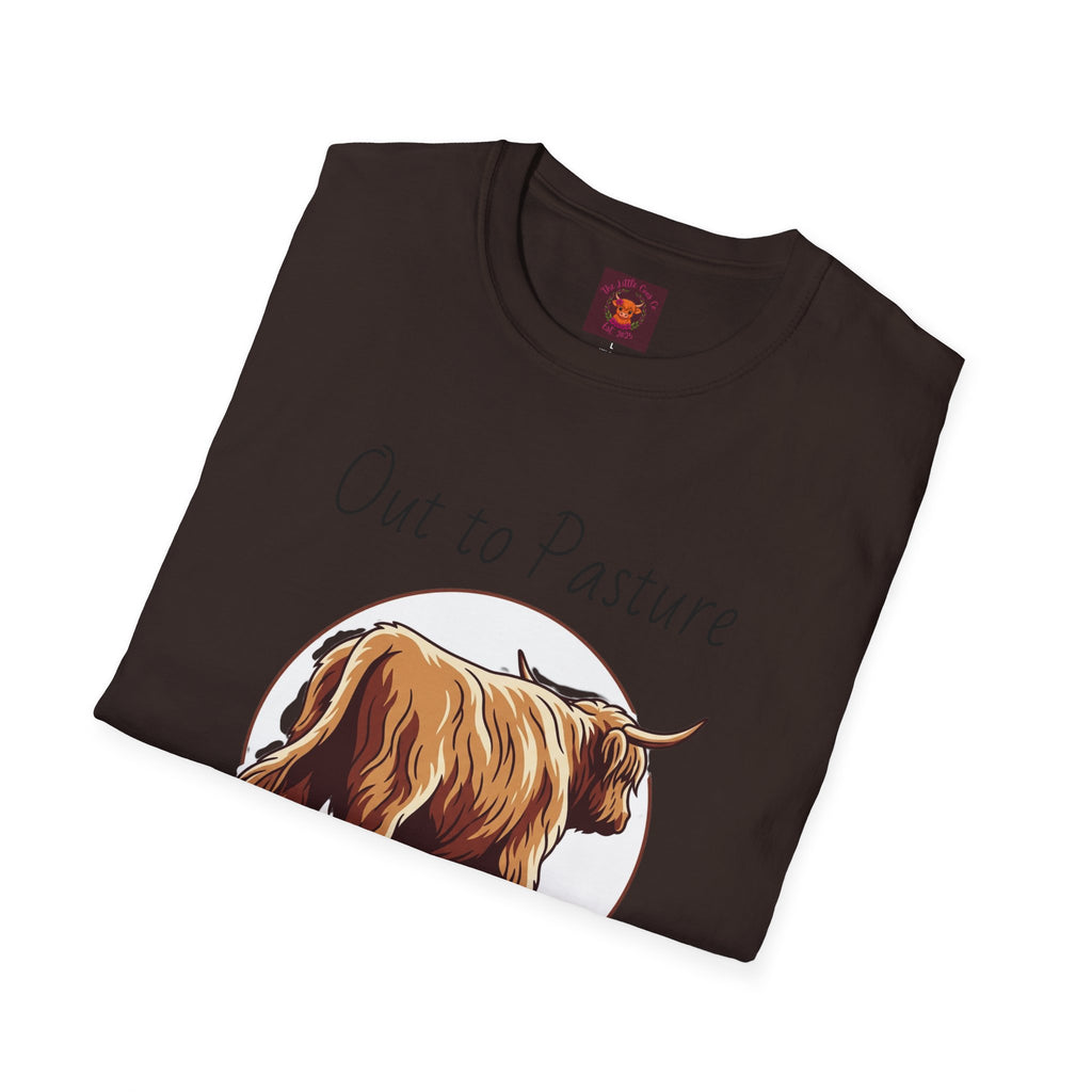 Out to Pasture T-Shirt Minimal Highland Cow Cozy Graphic Tee