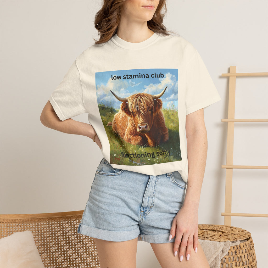 Low Stamina Club T-Shirt Cozy Highland Cow Graphic Tee