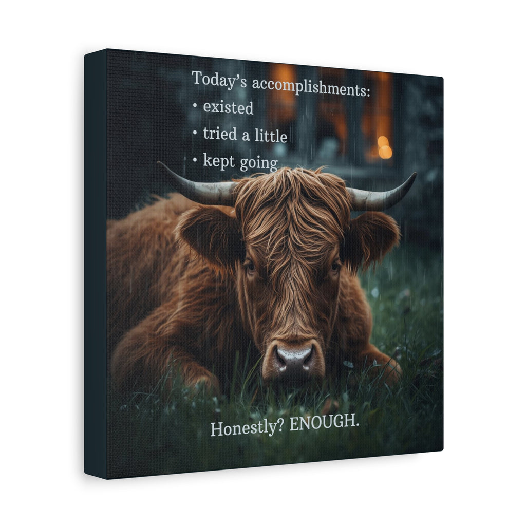 Low Energy Day Print Cozy Highland Cow Wall Art for Gentle Living