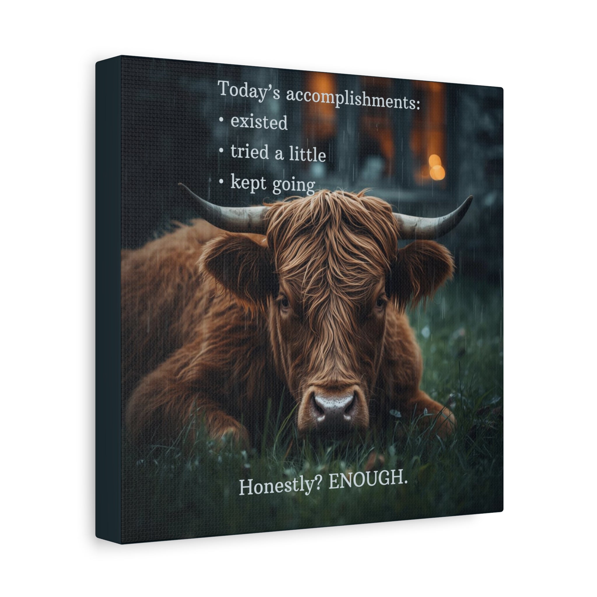 Low Energy Day Print Cozy Highland Cow Wall Art for Gentle Living