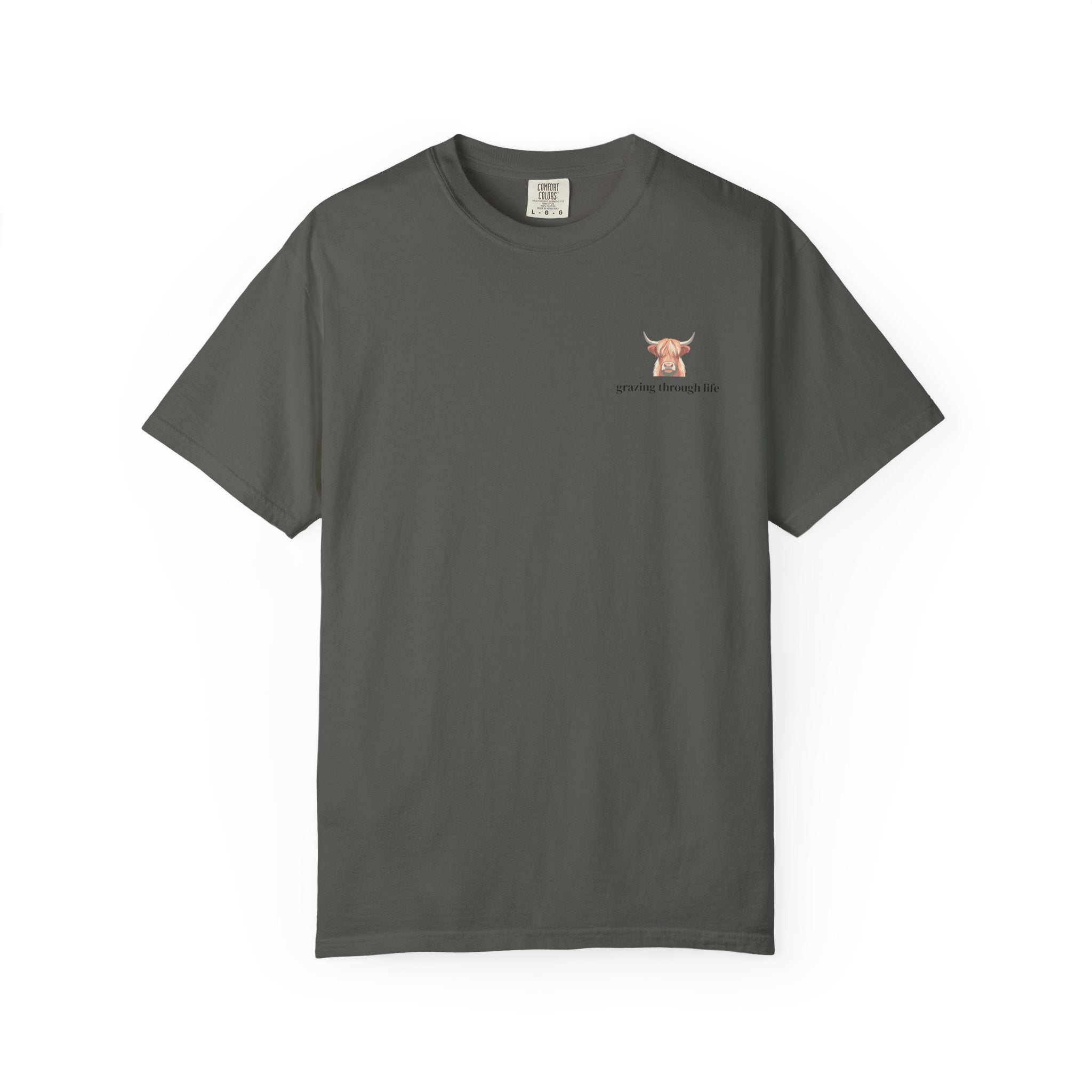 Grazing Through Life T-Shirt Minimal Highland Cow Cozy Graphic Tee