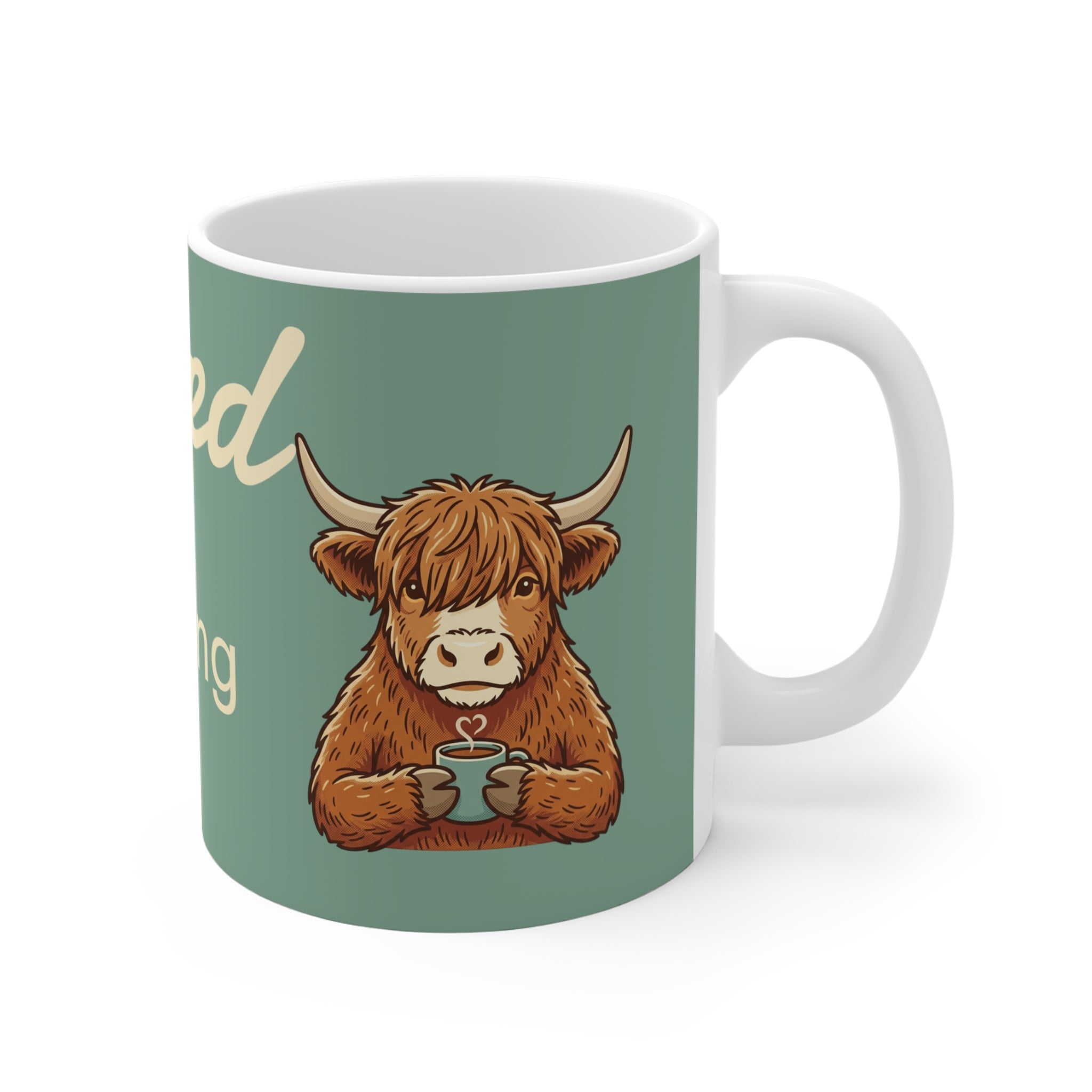 Caffeinated Grazing Cozy Highland Cow Coffee Mug