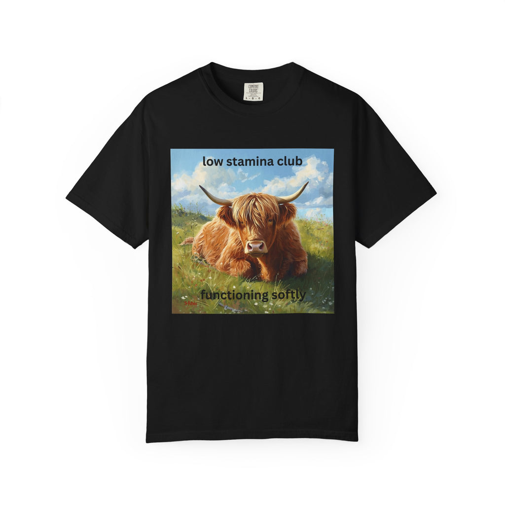 Low Stamina Club T-Shirt Cozy Highland Cow Graphic Tee