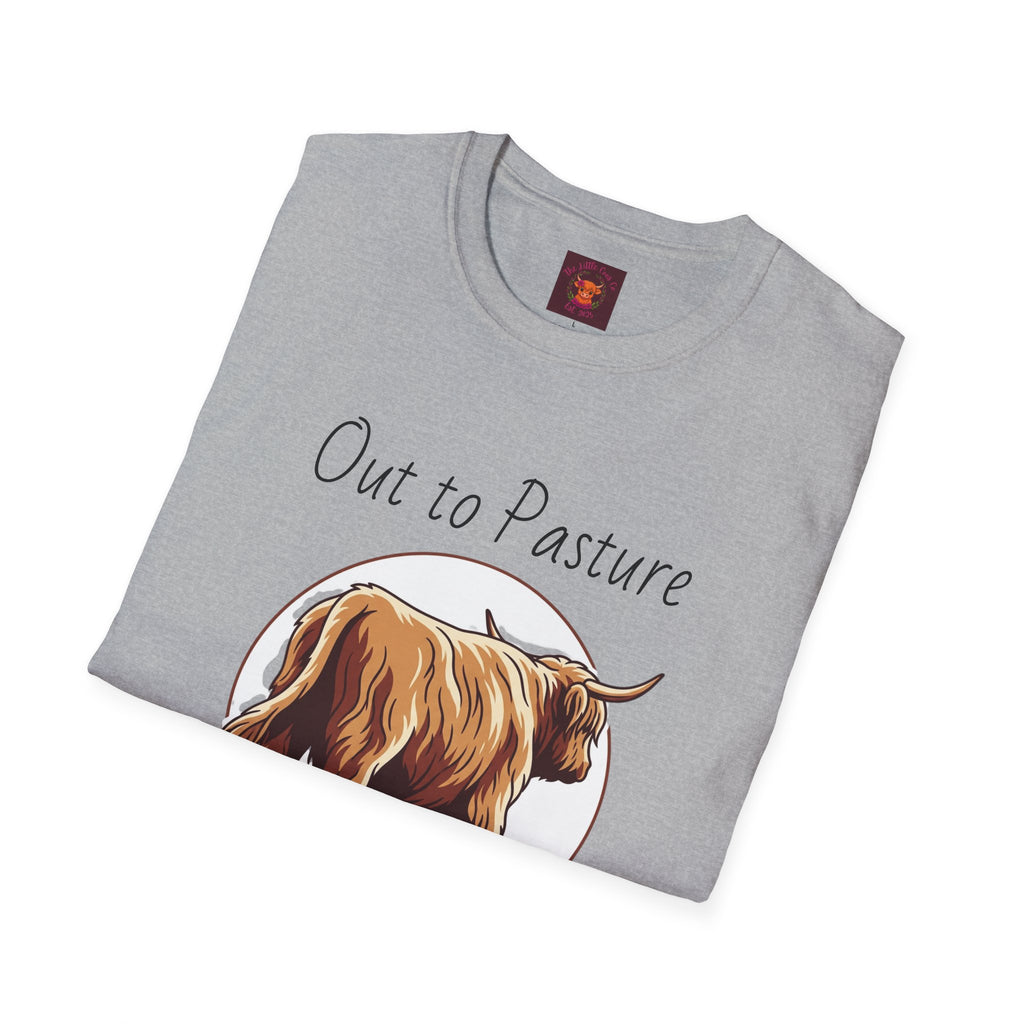 Out to Pasture T-Shirt Minimal Highland Cow Cozy Graphic Tee