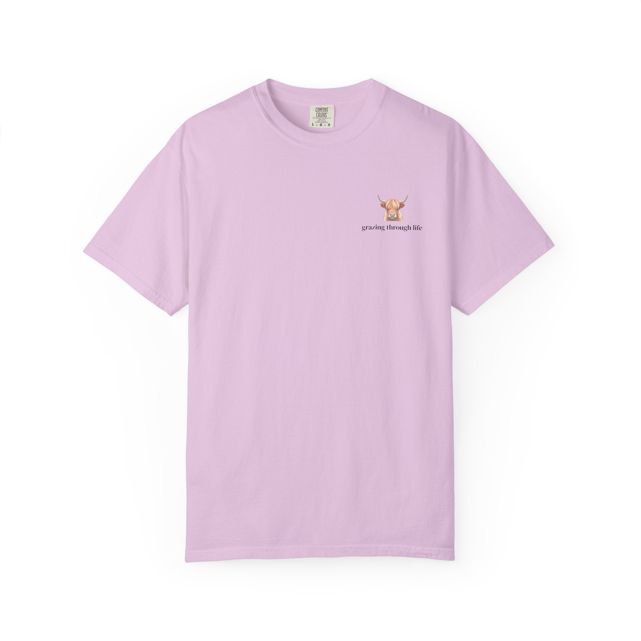 Grazing Through Life T-Shirt Minimal Highland Cow Cozy Graphic Tee