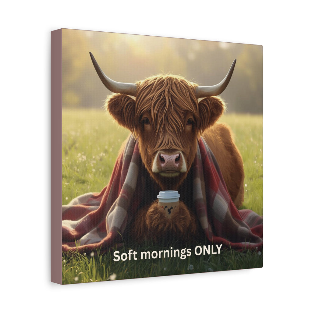 Soft Mornings Club Wall Art Highland Cow Cozy Printable for Slow Living