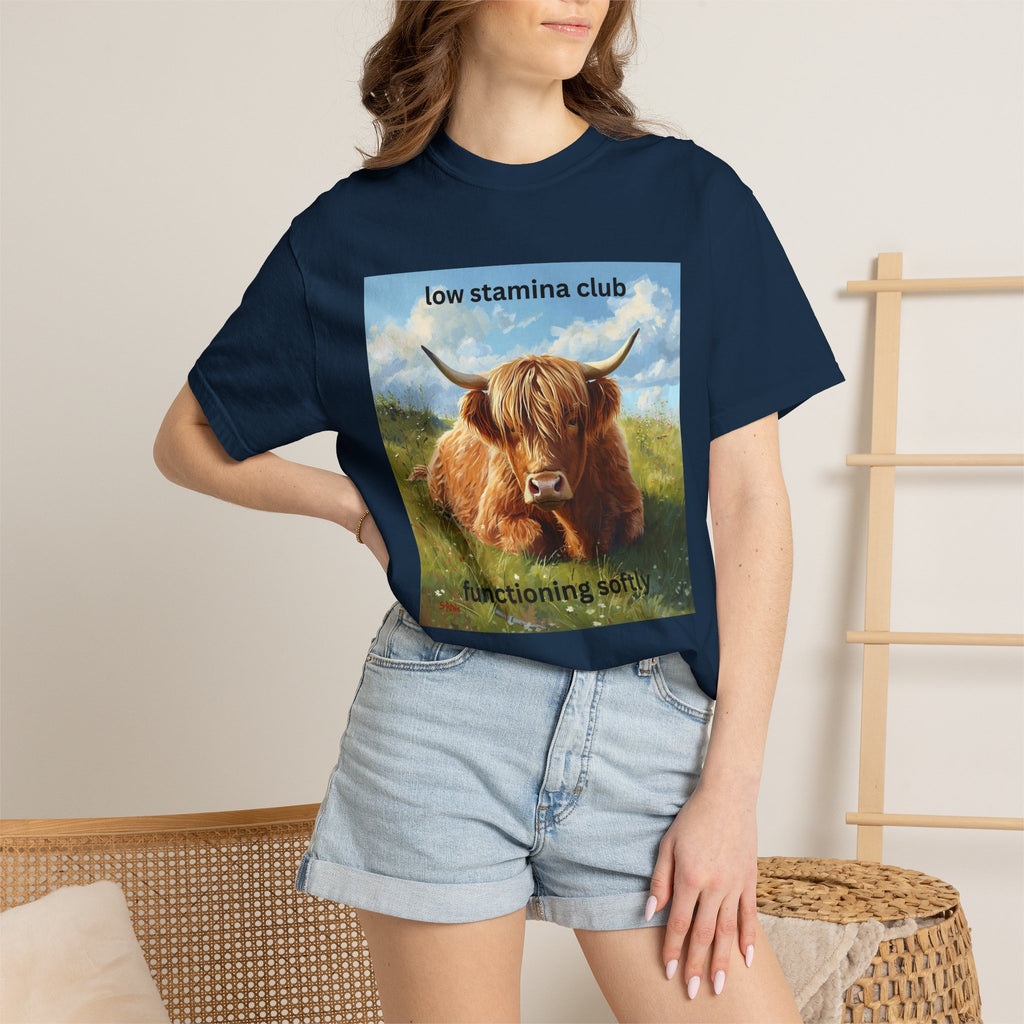 Low Stamina Club T-Shirt Cozy Highland Cow Graphic Tee
