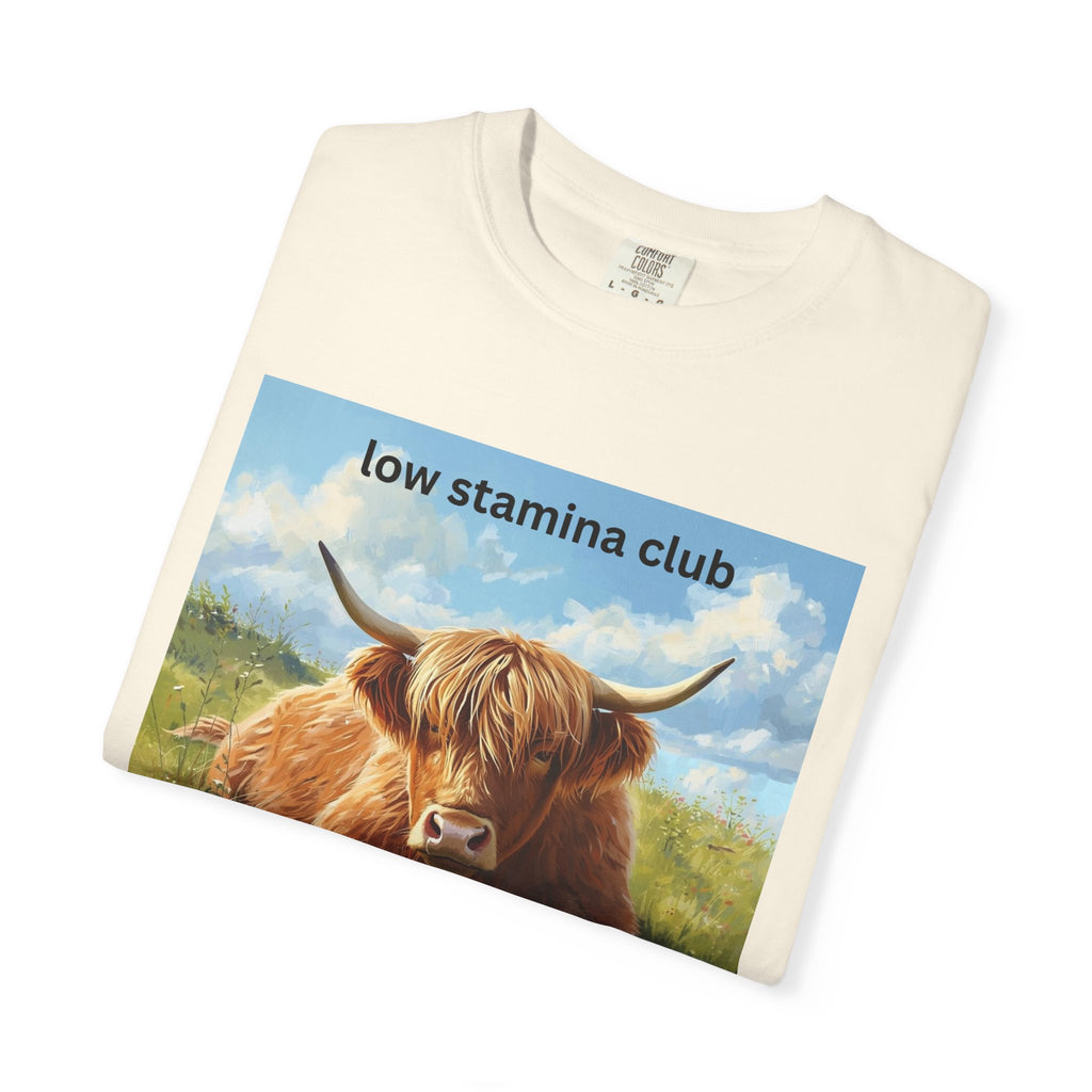 Low Stamina Club T-Shirt Cozy Highland Cow Graphic Tee