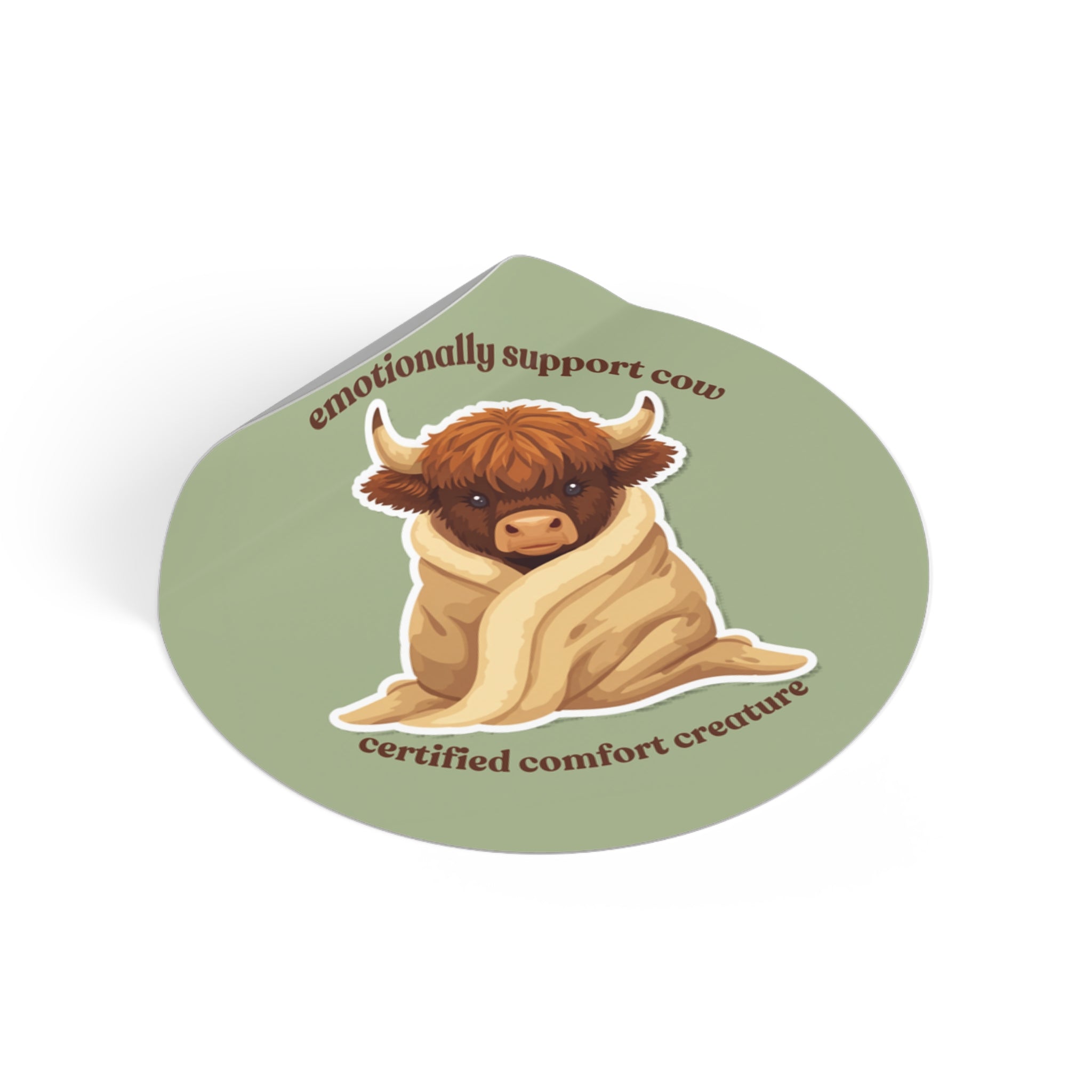 Emotional Support Cow Sticker - Cozy Highland Cow Vinyl Sticker