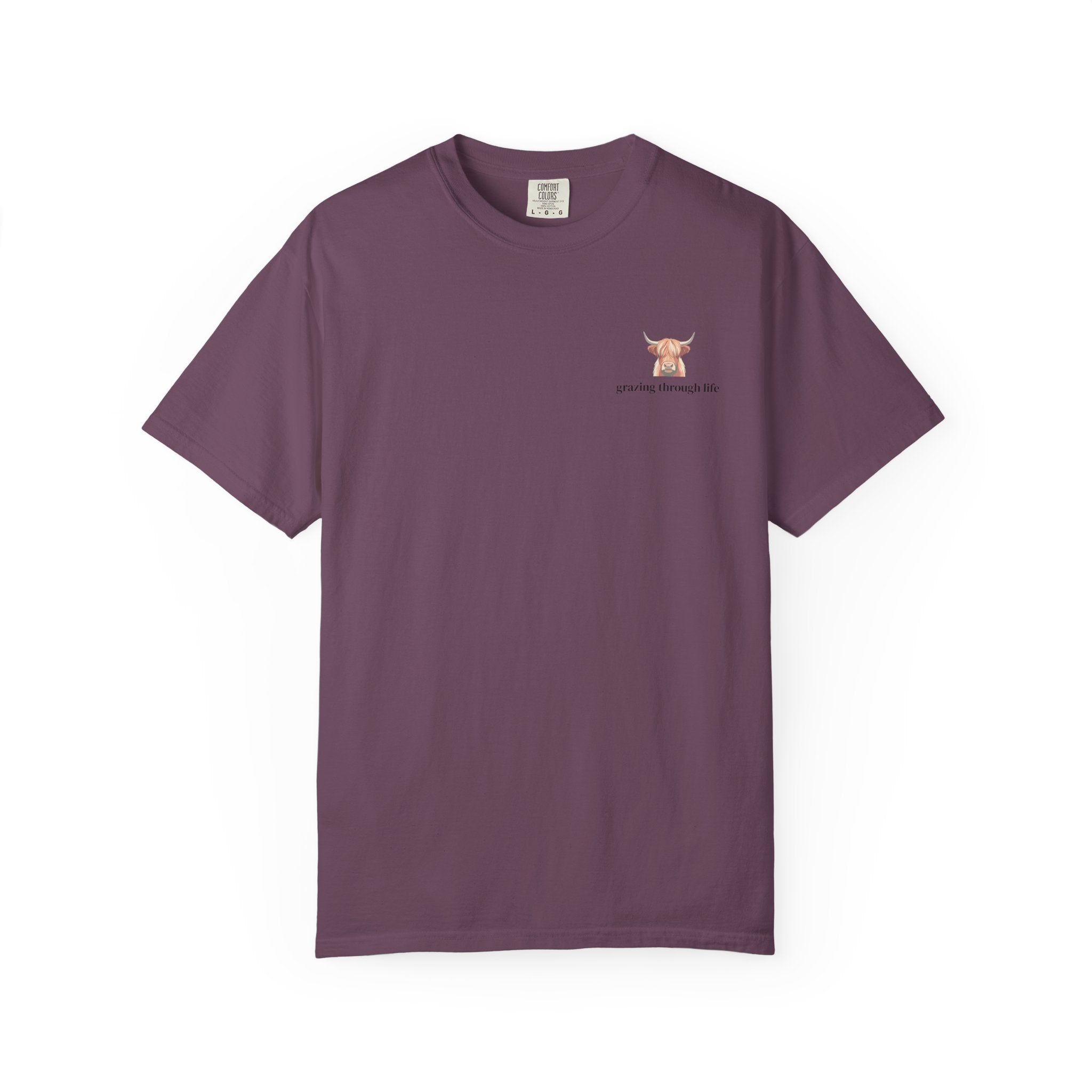 Grazing Through Life T-Shirt Minimal Highland Cow Cozy Graphic Tee