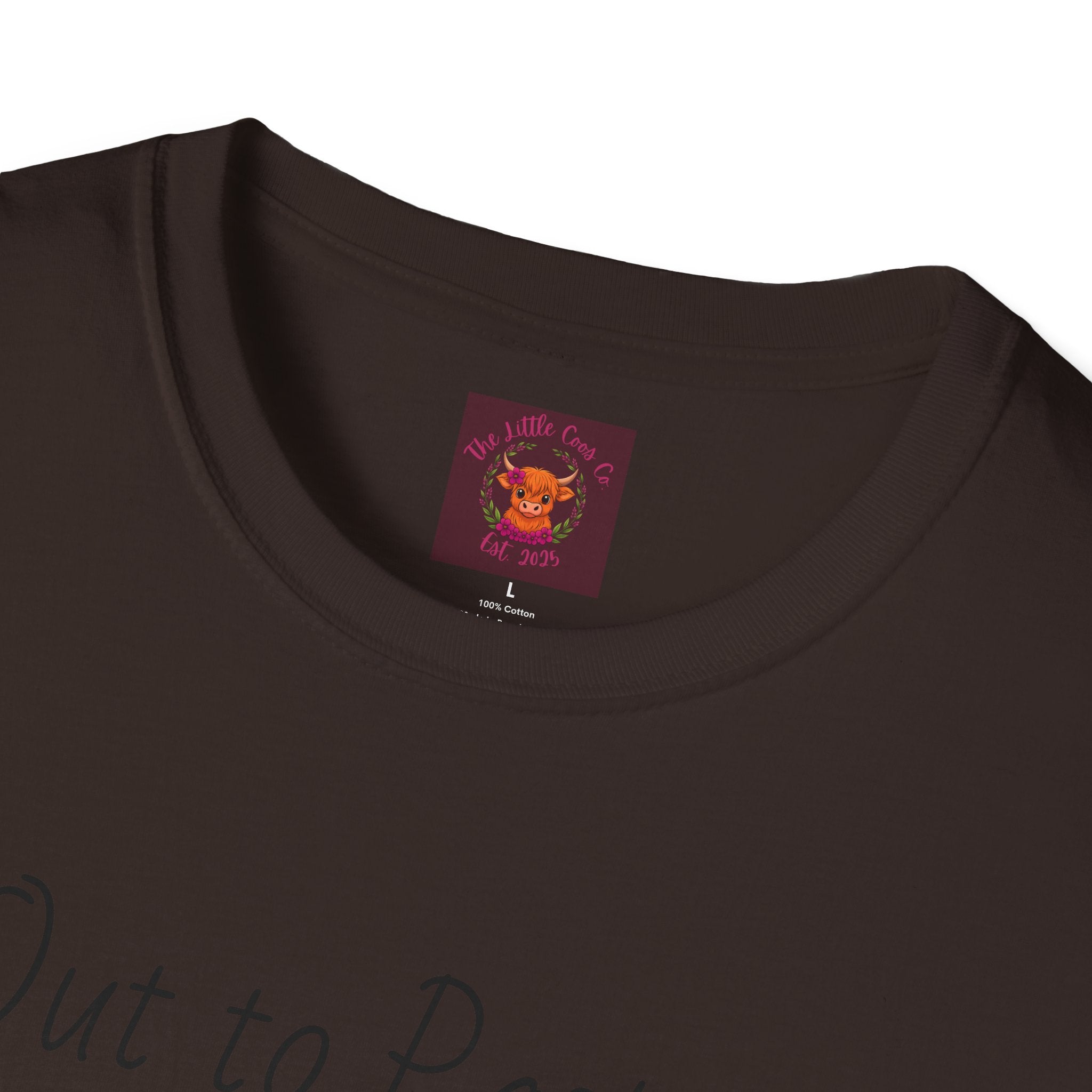 Out to Pasture T-Shirt Minimal Highland Cow Cozy Graphic Tee