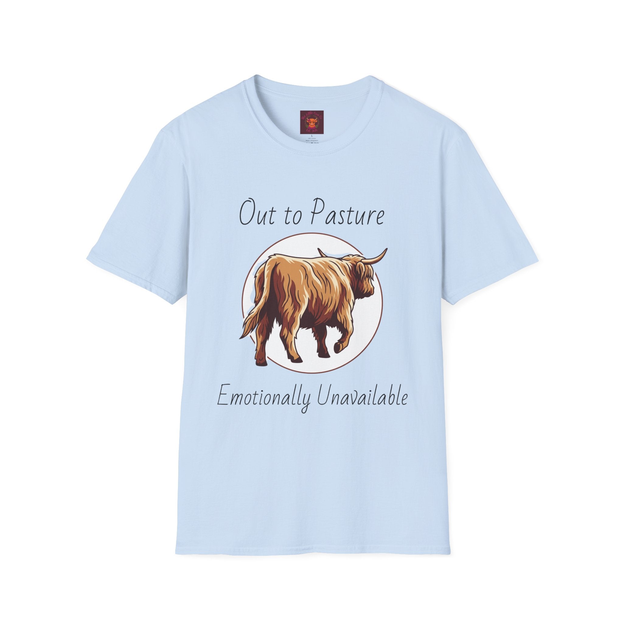 Out to Pasture T-Shirt Minimal Highland Cow Cozy Graphic Tee