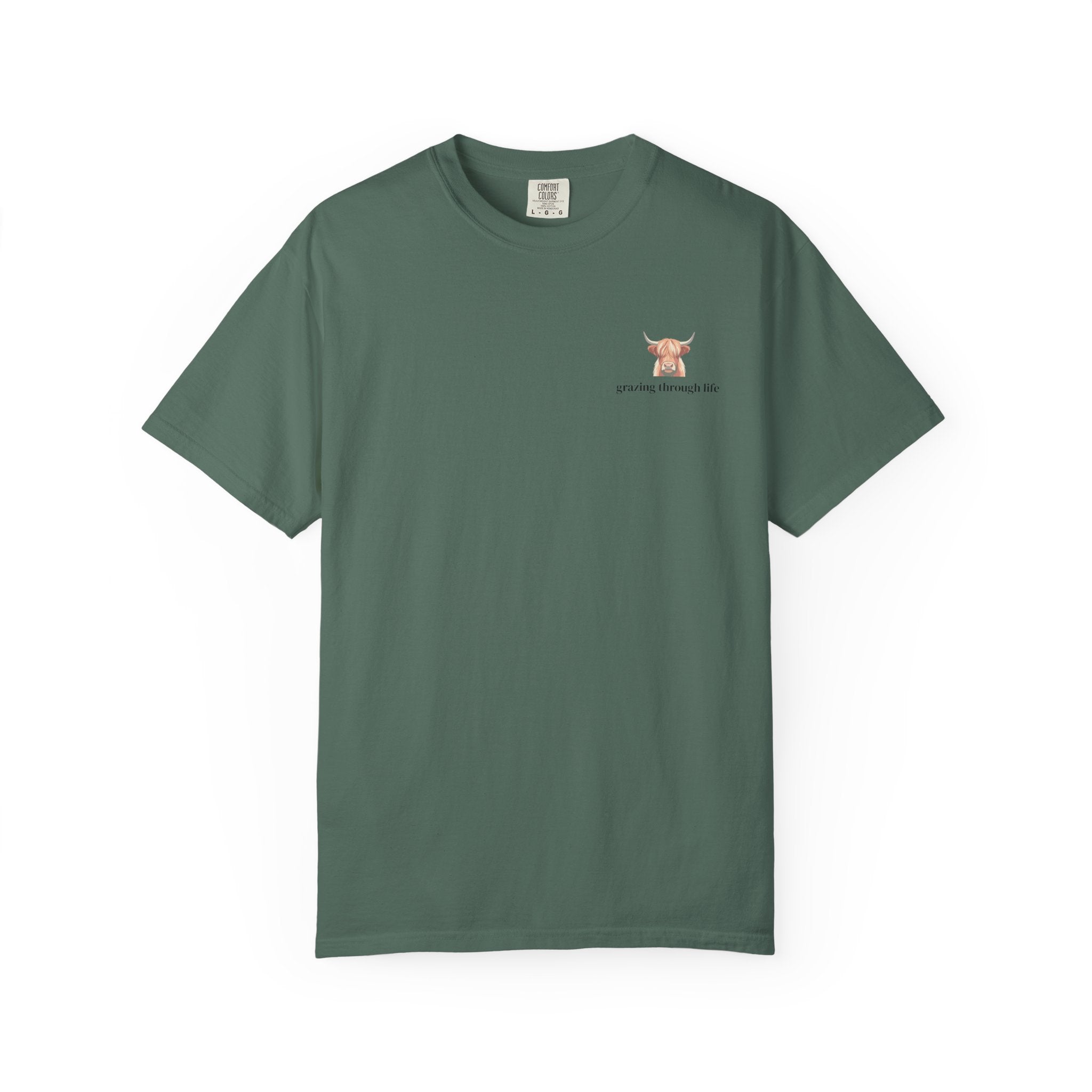 Grazing Through Life T-Shirt Minimal Highland Cow Cozy Graphic Tee