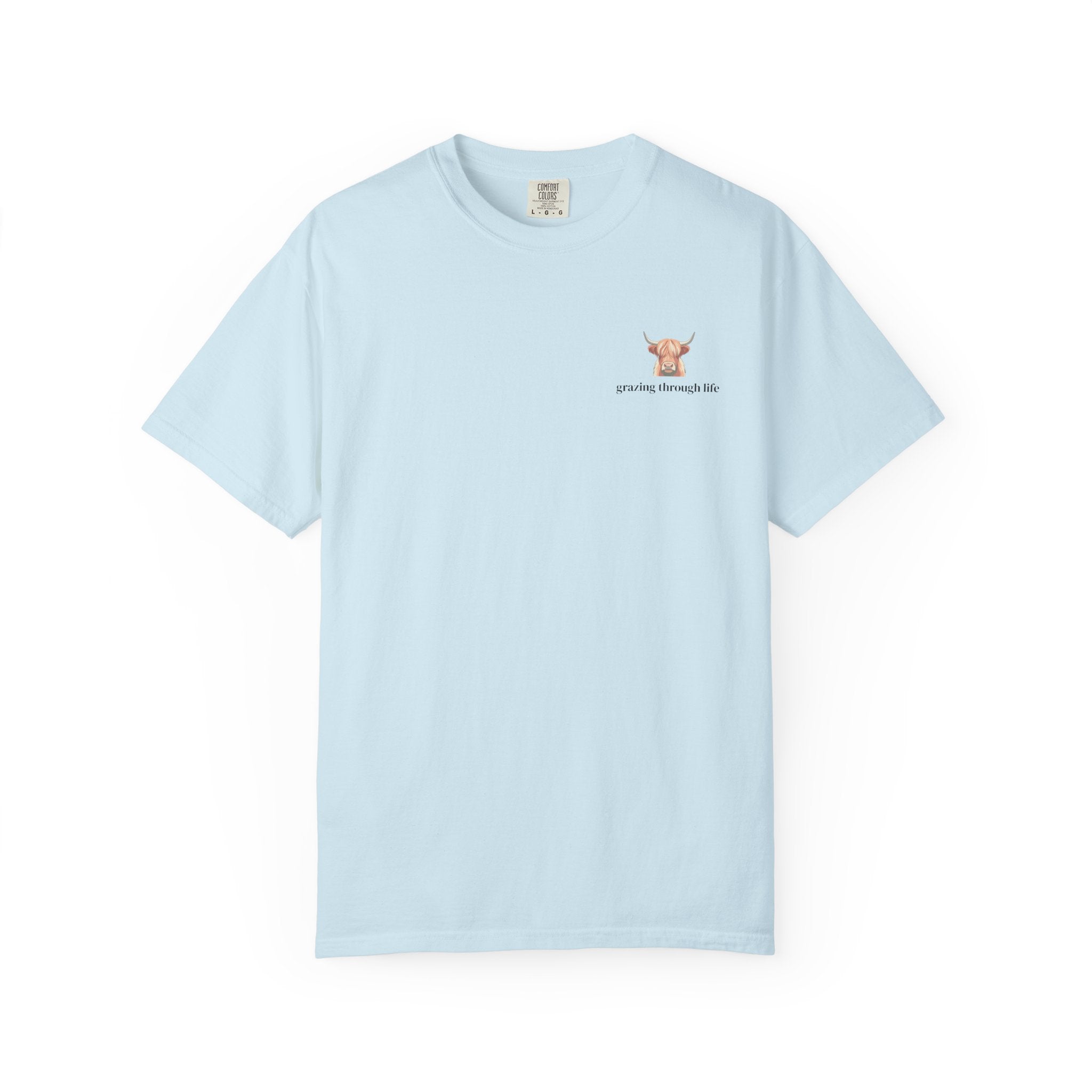 Grazing Through Life T-Shirt Minimal Highland Cow Cozy Graphic Tee
