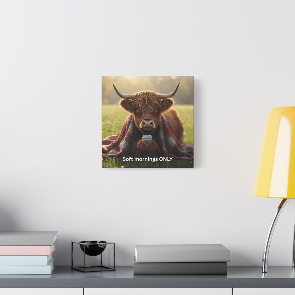 Soft Mornings Club Wall Art Highland Cow Cozy Printable for Slow Living