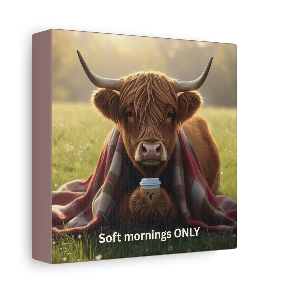 Soft Mornings Club Wall Art Highland Cow Cozy Printable for Slow Living