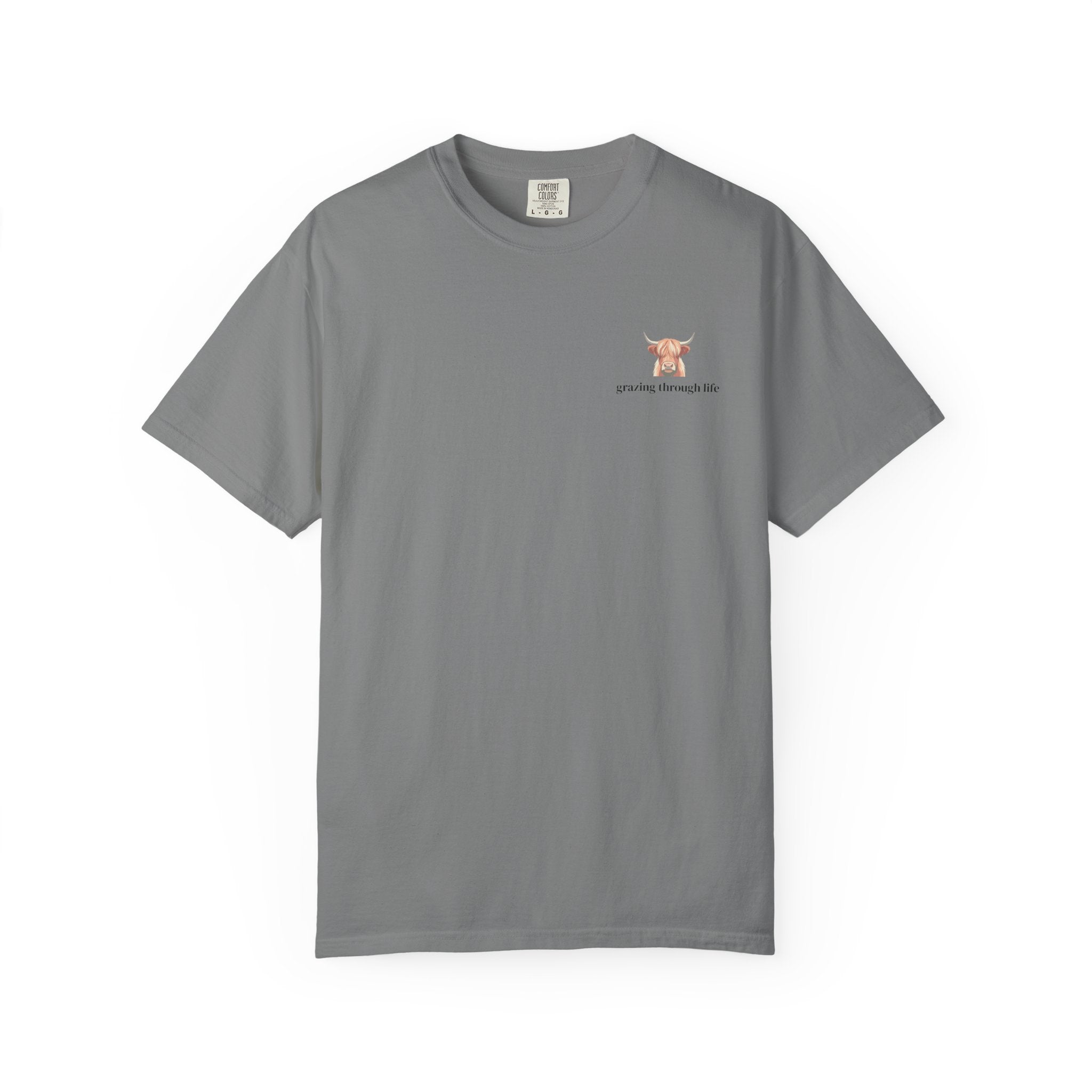 Grazing Through Life T-Shirt Minimal Highland Cow Cozy Graphic Tee