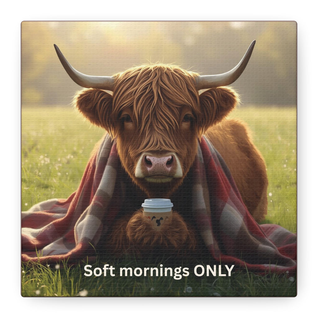 Soft Mornings Club Wall Art Highland Cow Cozy Printable for Slow Living