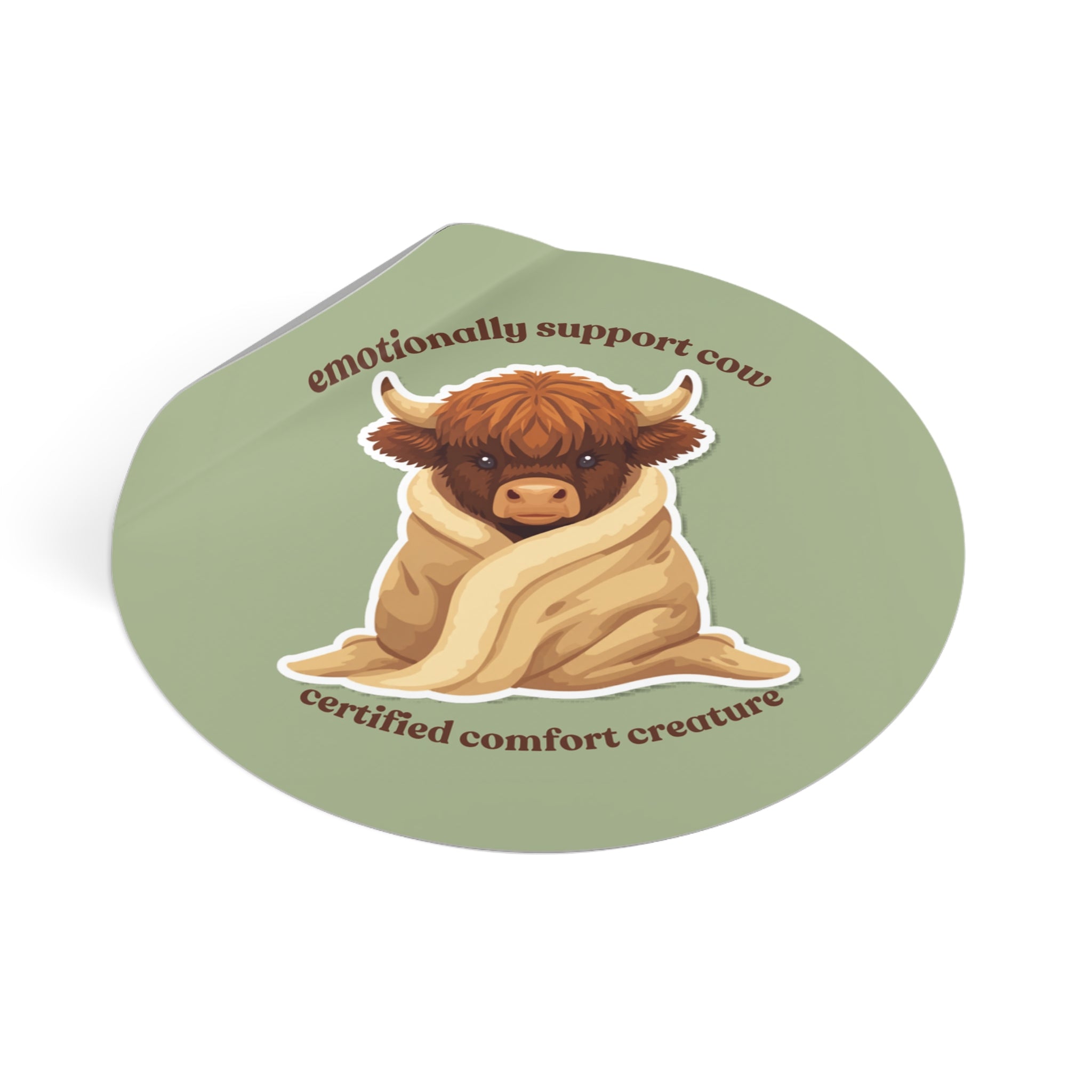 Emotional Support Cow Sticker - Cozy Highland Cow Vinyl Sticker