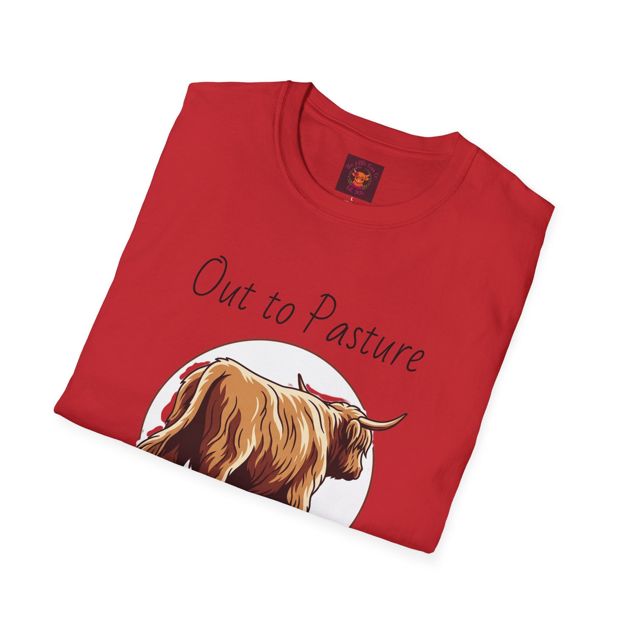 Out to Pasture T-Shirt Minimal Highland Cow Cozy Graphic Tee