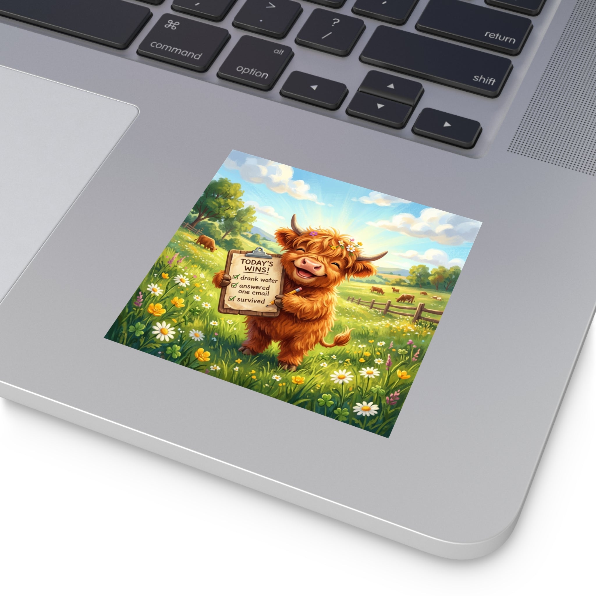 Tiny Triumphs-  Highland Cow Cozy Checklist Vinyl Sticker