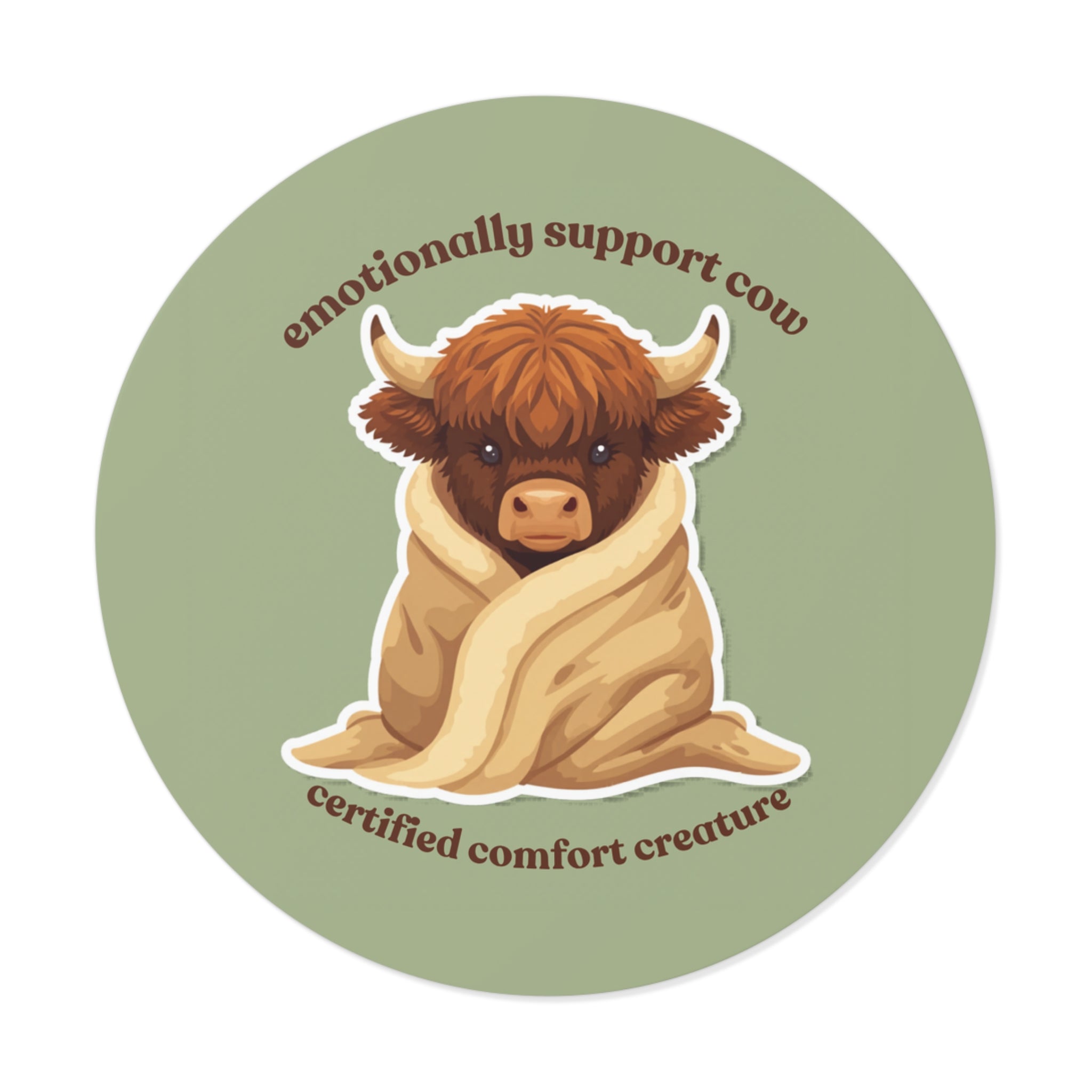 Emotional Support Cow Sticker - Cozy Highland Cow Vinyl Sticker